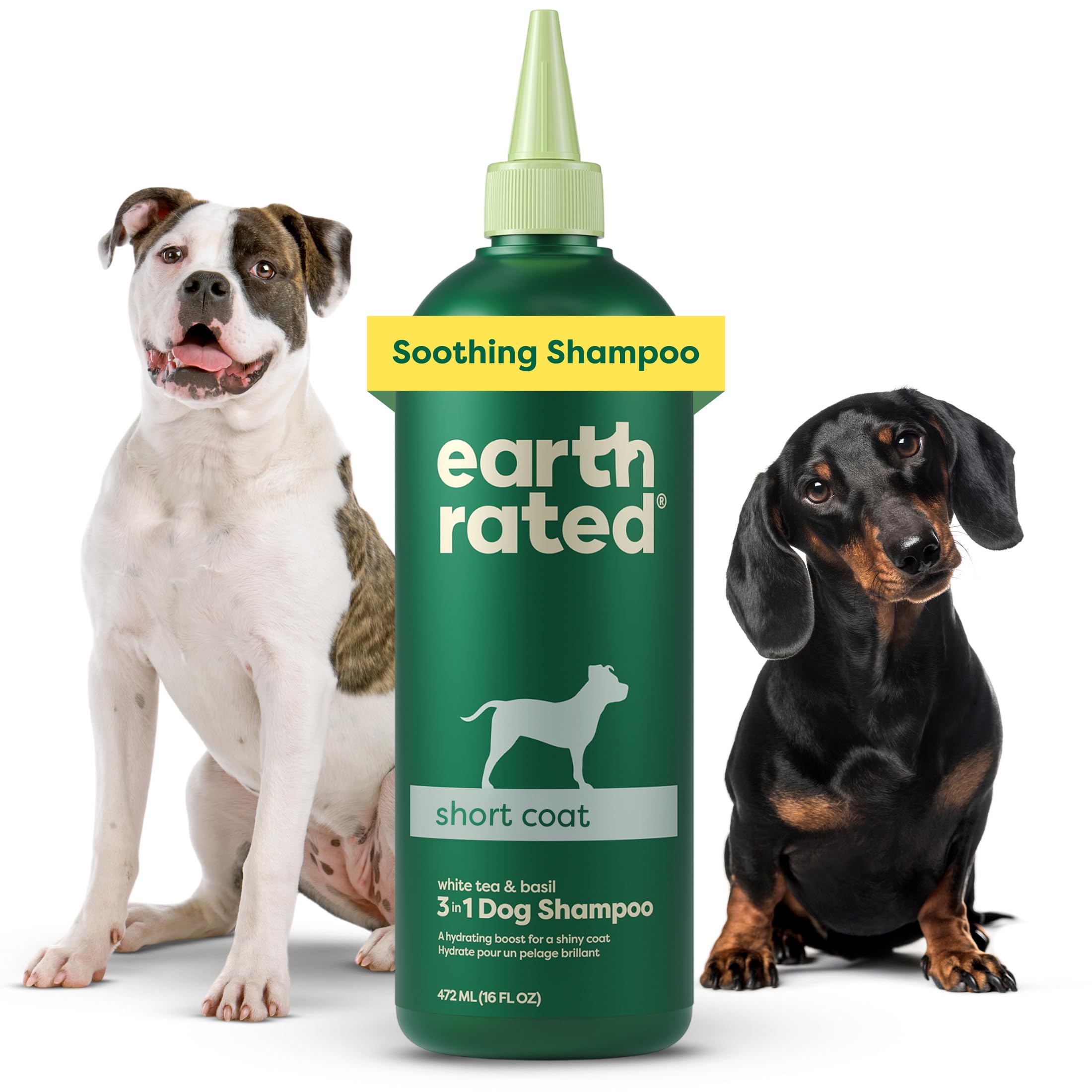 Earth Rated 3-In-1 Dog Shampoo, Conditioner And Deodorizer, For Short-Haired Dogs And Puppies To Moisturize And Tackle Shedding, Refreshing White Tea And Basil Scent, 16 Oz