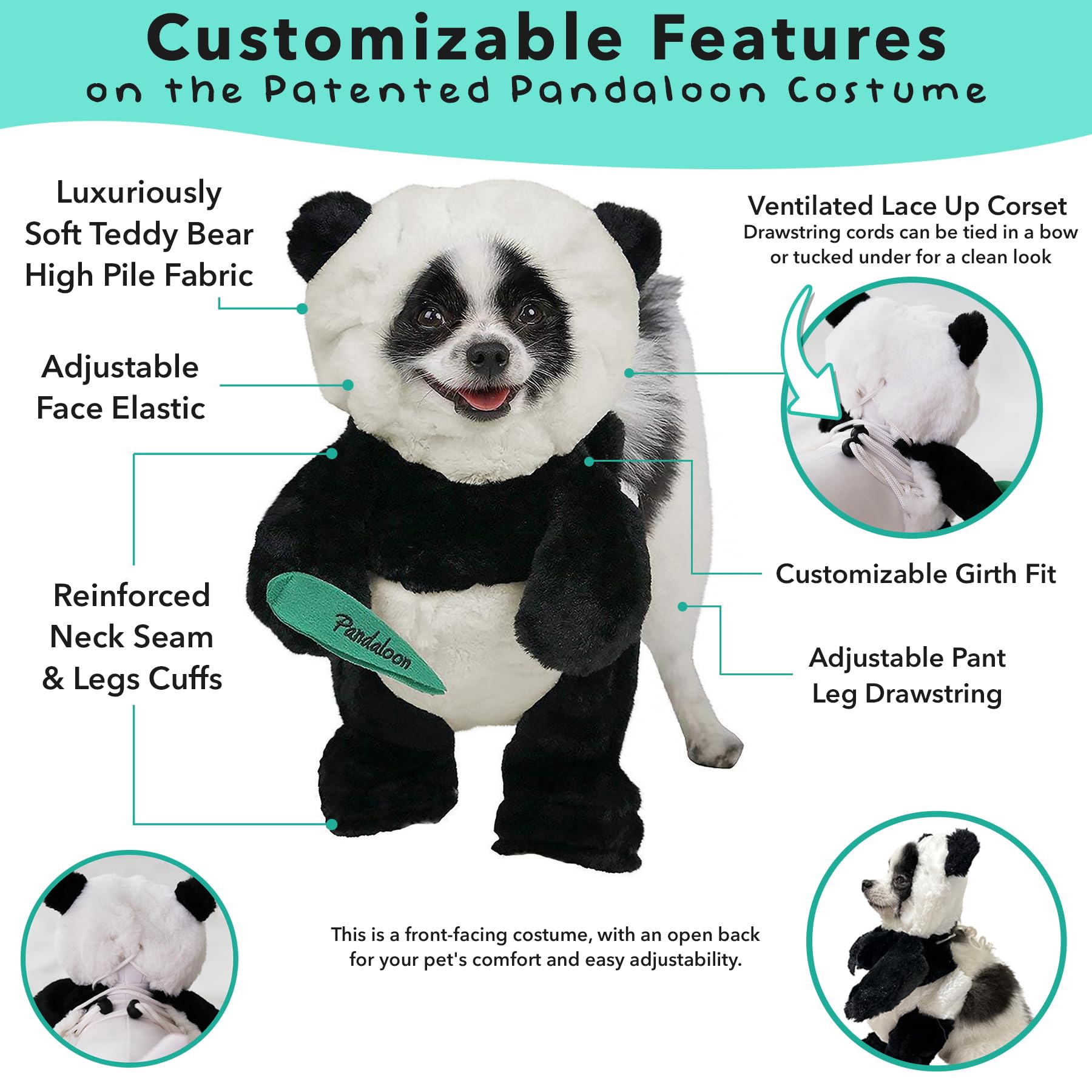 Pandaloon Dog Halloween Costume - As Seen On Shark Tank - Patented - Funny Costume With Arms For Small And Medium Dogs And Cats (Teddy Bear, Size 2(15-16 In Height At Top Of Head,Girth<16 In))