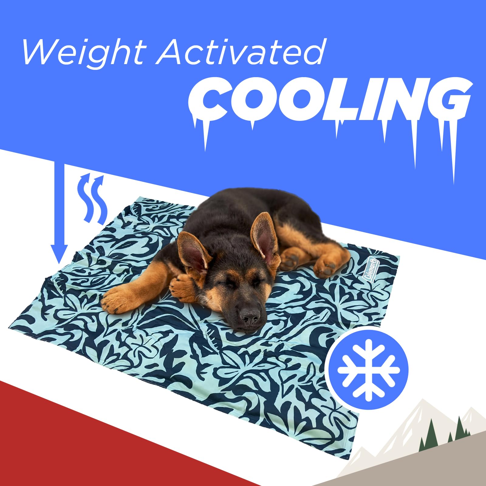 Coleman Small Navy Botanical Pattern Reversible Cooling Mat - 18    x 24