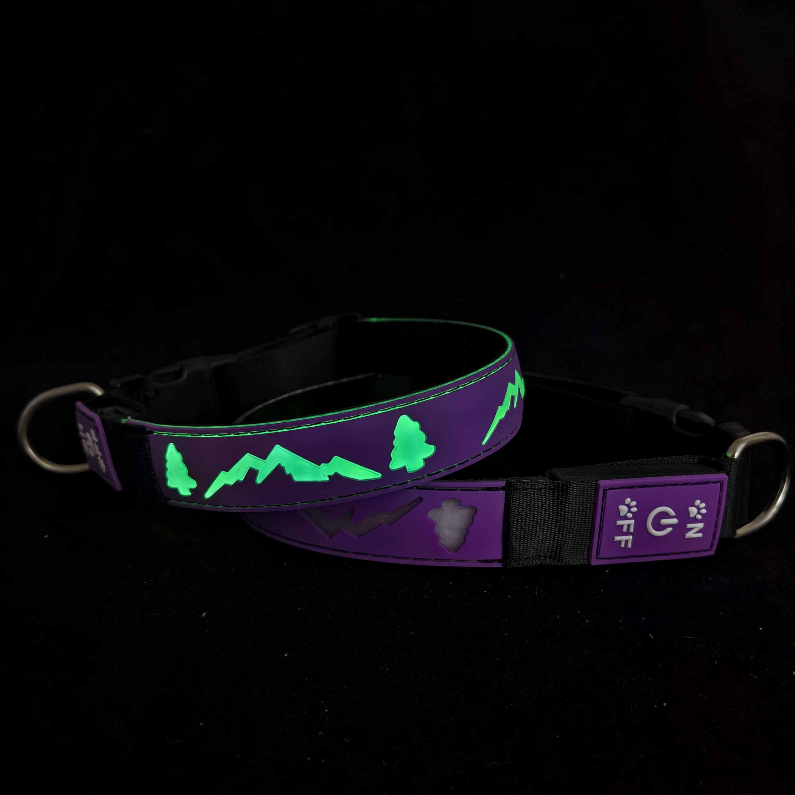 Dogled Usb-C Led Light Up Dog Collar, 3D Design Comfortable And Soft Material,Multicolored Lighting,Night Dog Collar (Tree-Purpl