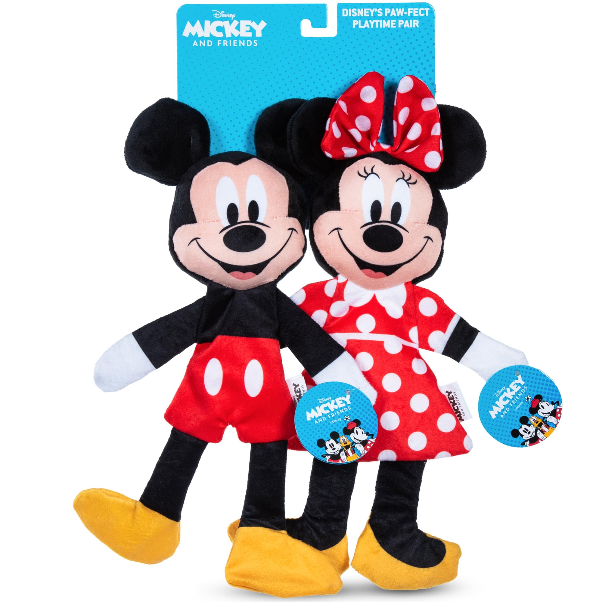 Disney For Pets Mickey Mouse & Minnie Mouse Plush Squeaker With Crinkle Flattie Body Dog Toy Set Dog Toys | Plush Squeaker Toy F
