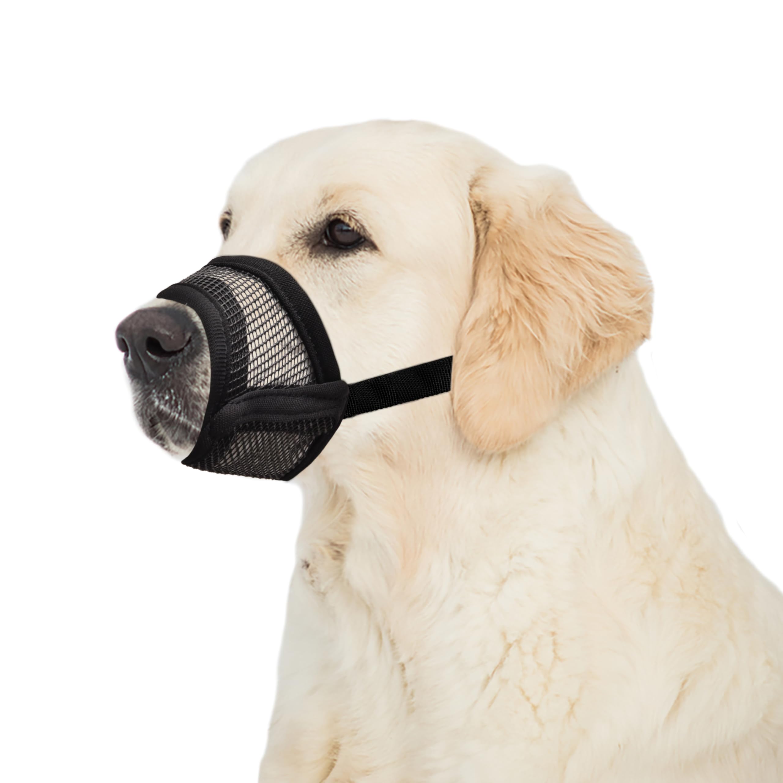 Flintstone Muzzle For Large Sized Dog - Soft Air Mesh Breathable Dog Mouth Guard | Muzzl To Prevent Biting Chewing | No Bark Muz