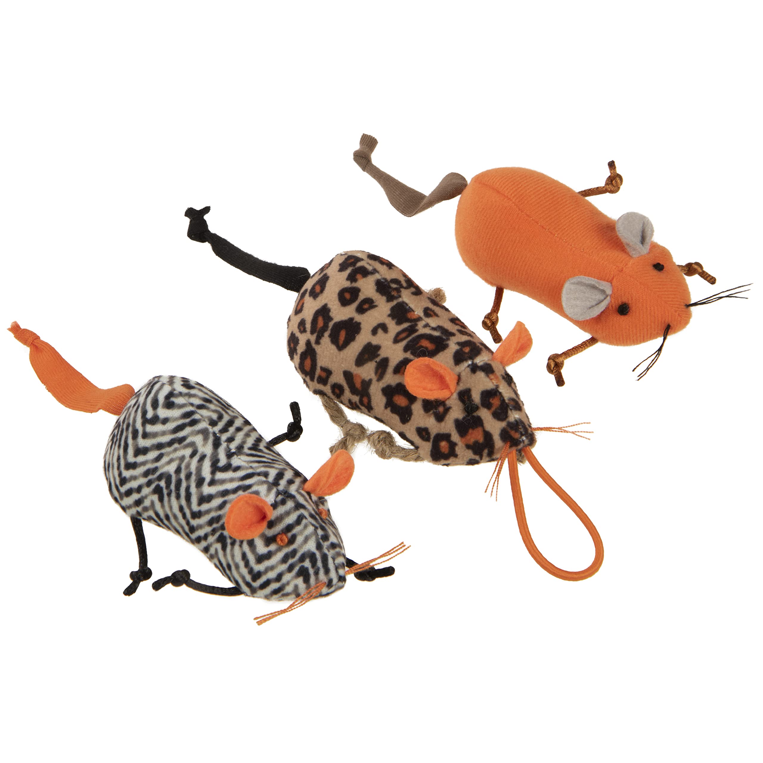 SmartyKat Instincts 3-Pack HappyNip Safari Sneakers Plush Interactive Cat Toys, Contains Catnip & Silvervine - Multicolor, 3-Pac