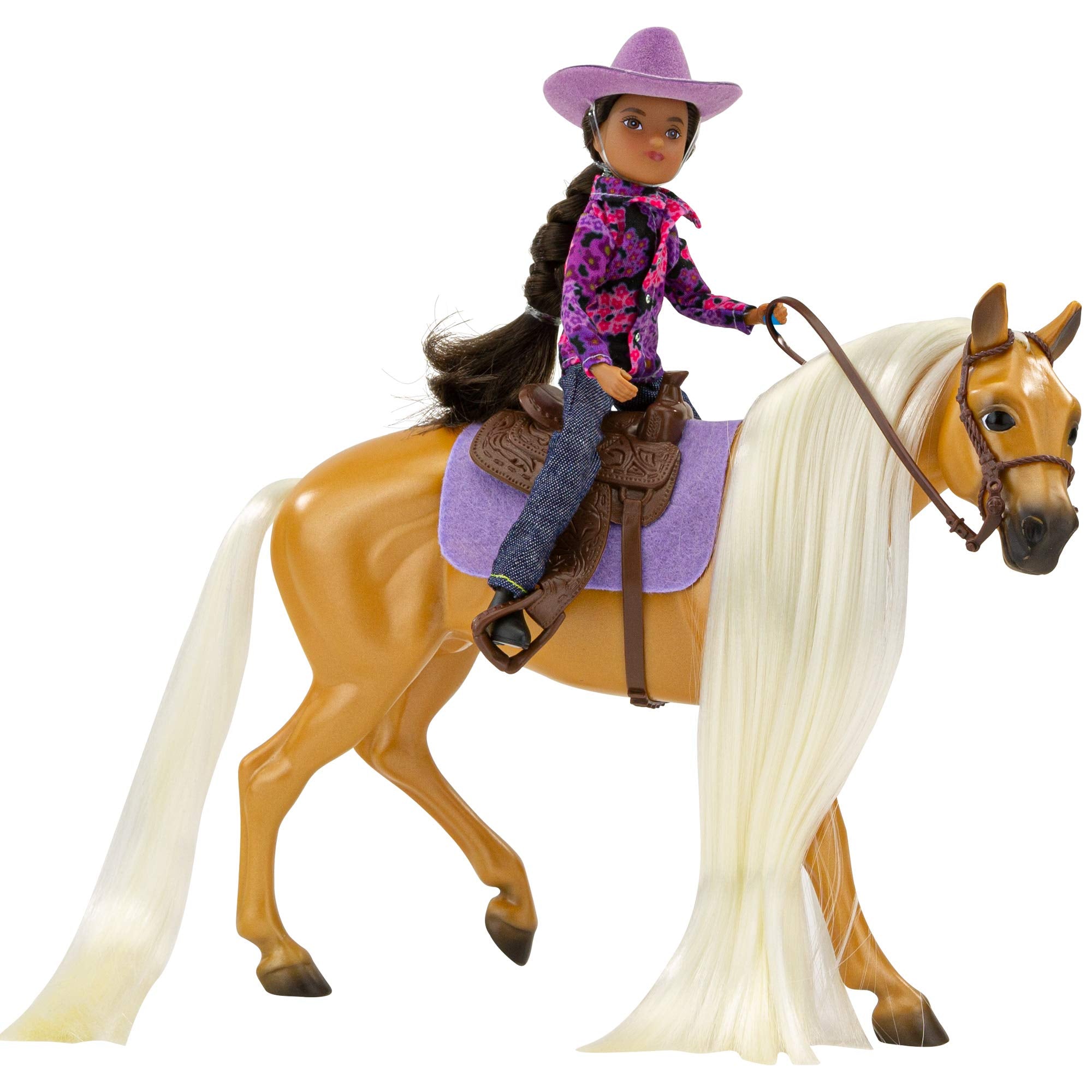 Breyer Horses Freedom Series Horse And Western Rider Set | Charm & Gabi | Horse And Rider Set | Horse Toy | 9.75' X 7' | 1:12 Scale | Model #61146, Brown