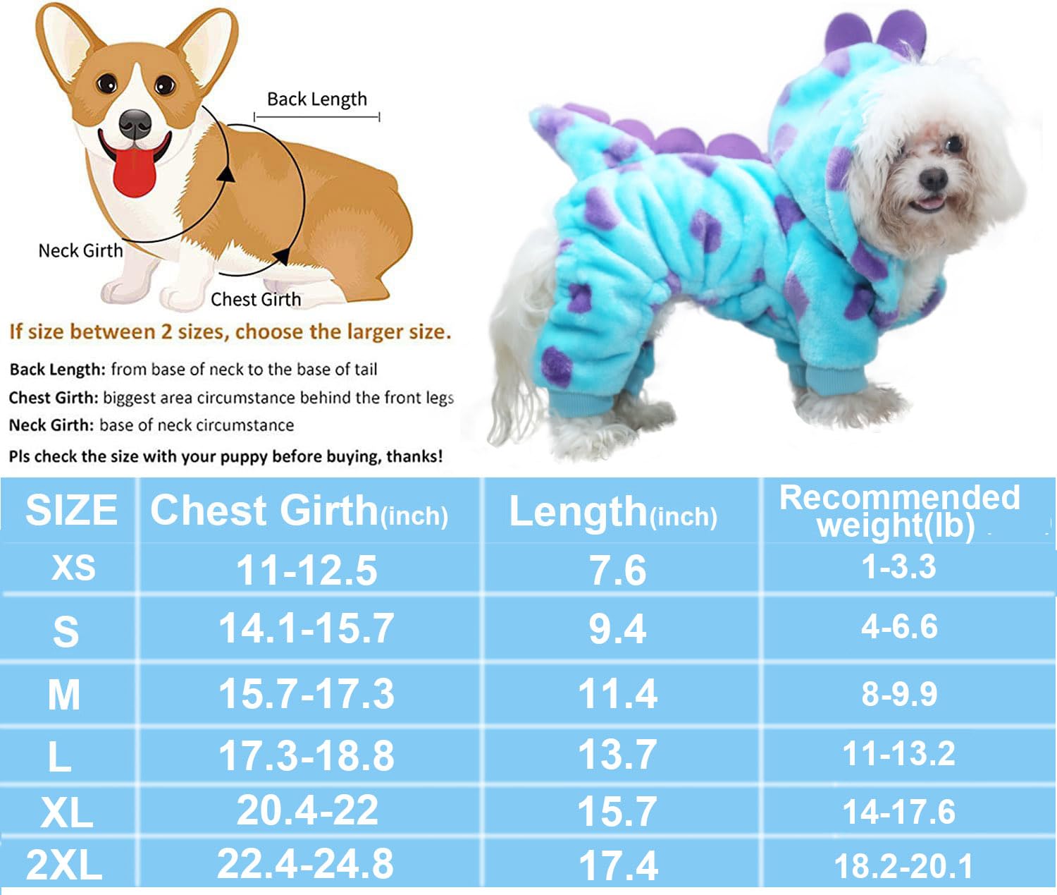 Dinosaur Costume For Small Dogs And Cats, Dog Hoodies Cold Weather Coat,Dog Pajamas For Christmas Halloween