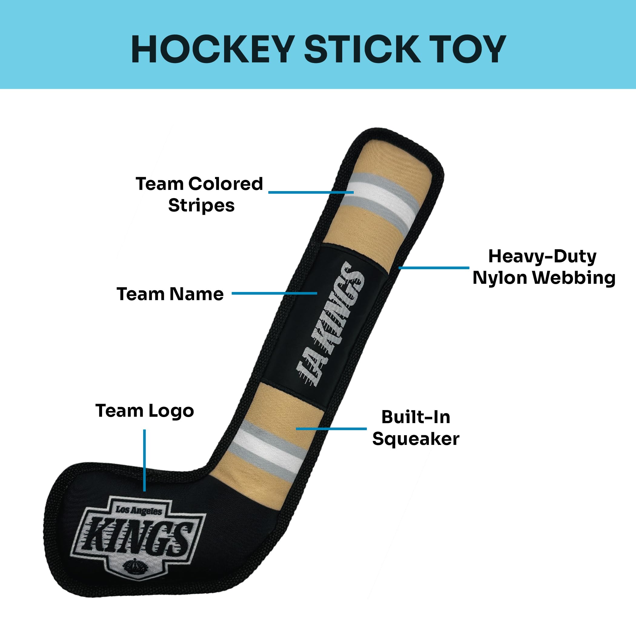Pets First Nhl Los Angeles Kings Stick Toy For Dogs & Cats. Play Hockey With Your Pet With This Licensed Dog Tough Toy Reward!