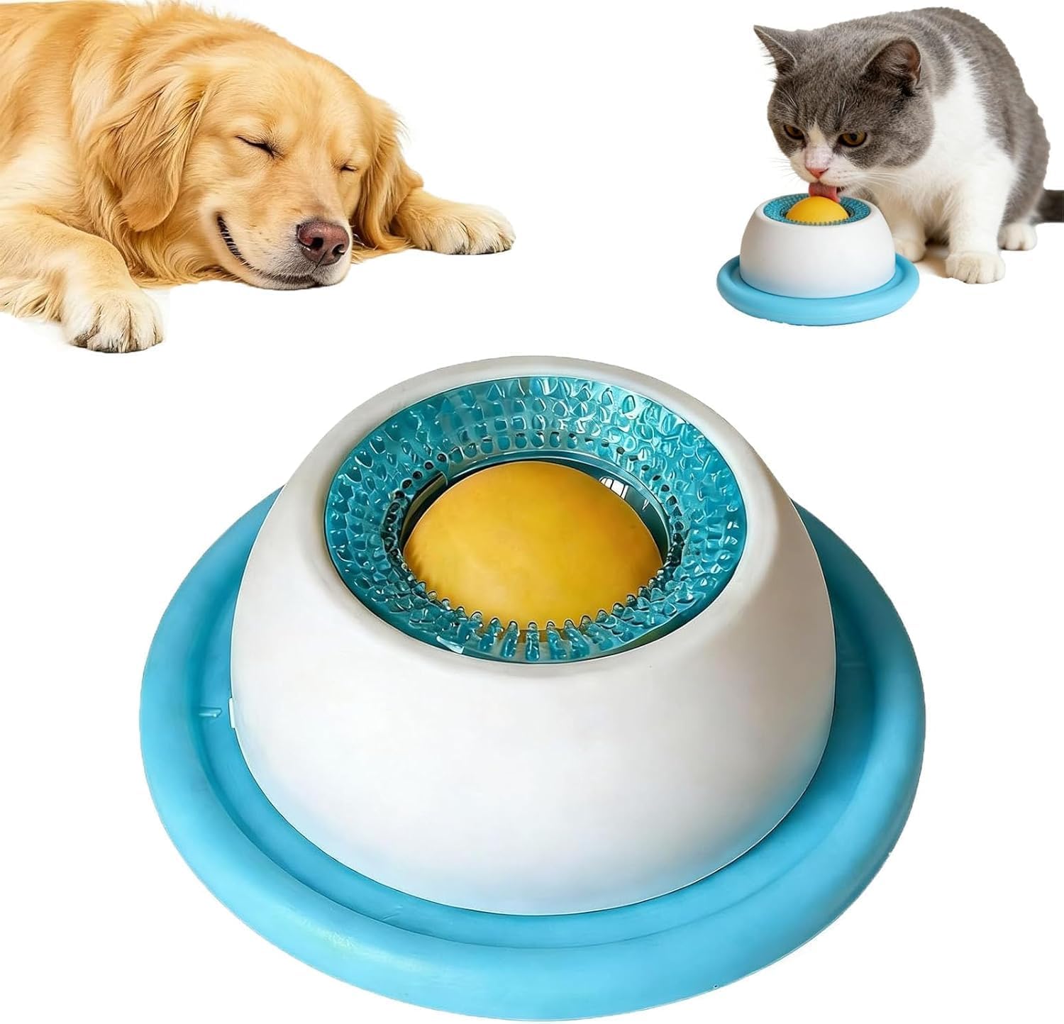 Slow Feeder For Dogs & Cats, Dog Licking Bowl With Ball, Interactive Toy, MultiPet Lick Mat Bowl With Rotating Ball,Anxiety Rel
