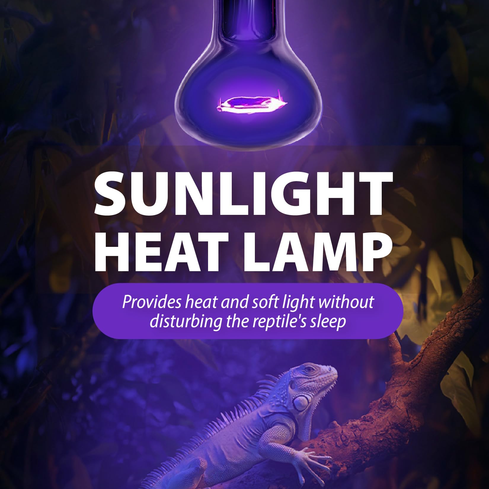 2 Pack Reptile Heat Lamp Bulbs 75W, Day And Night Basking Spot Heating Lamp Bulb Uva Natural Sunlight Moonlight Infrared Heat La