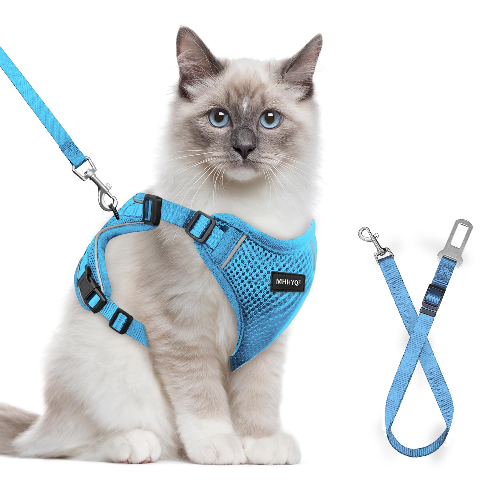 Cat Harness and Leash Set for Walking Escape Proof, Improved Four Place Adjustable Cat Car Harness, Soft Kittens Vest with Refle