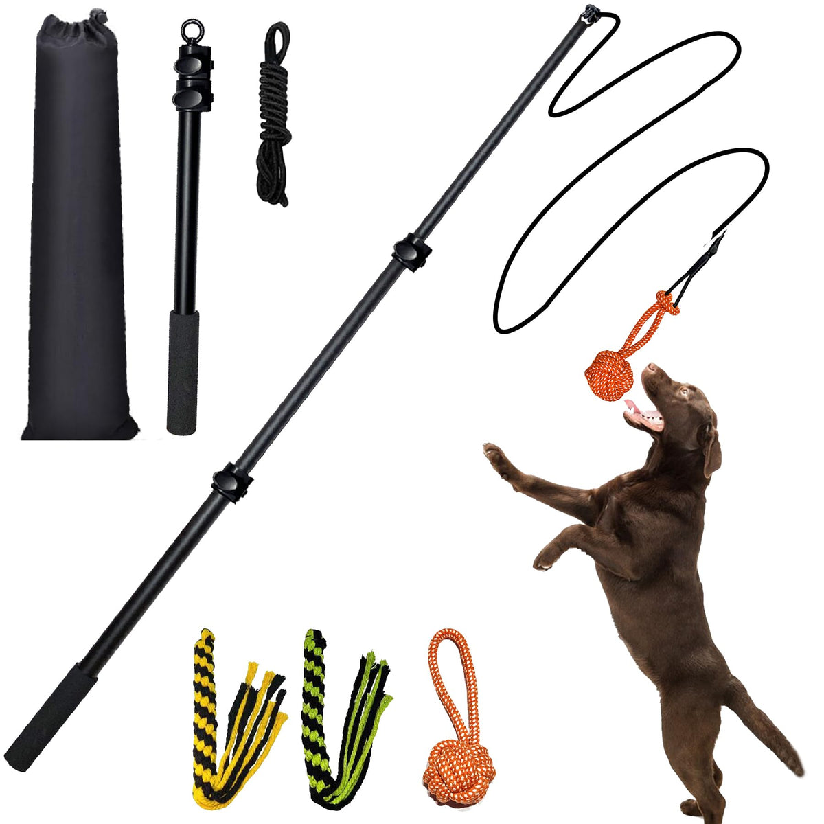 Sailstart Flirt Pole For Dogs Heavy Duty 40Inch Extendable Aluminum Alloy Dog Flirt Pole For Large/Medium/Small Gogs,Interactive