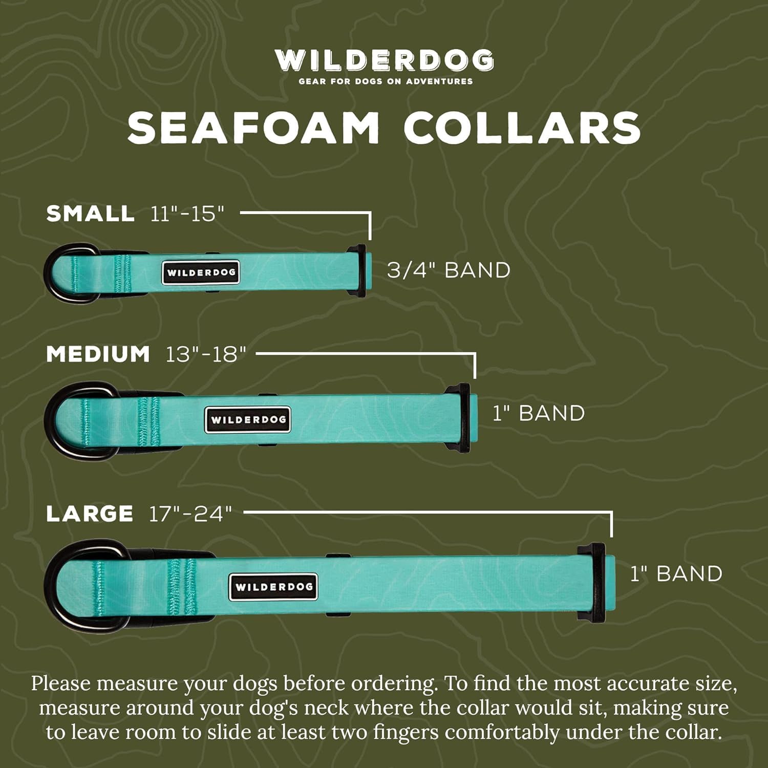 Wilderdog Waterproof Dog Collar - Repels Water & Dirt - Medium 13''-18'' - Seafoam
