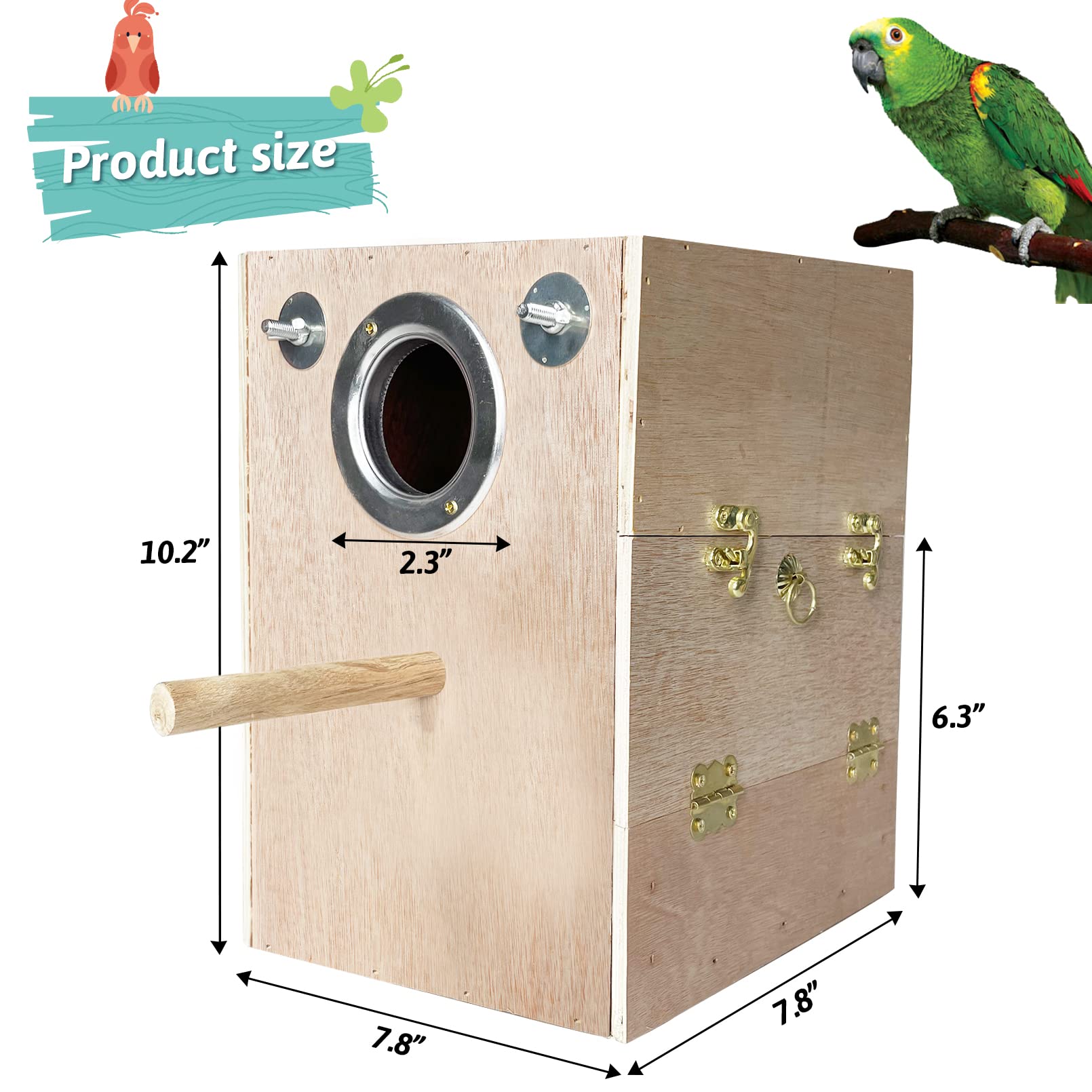 Kathson Parakeet Nesting Box Wooden Bird Breeding Nest Parrots Mating House Wood Bird Aviary Budgie Cage Accessories For Cockatiel Finch Lovebirds Conure