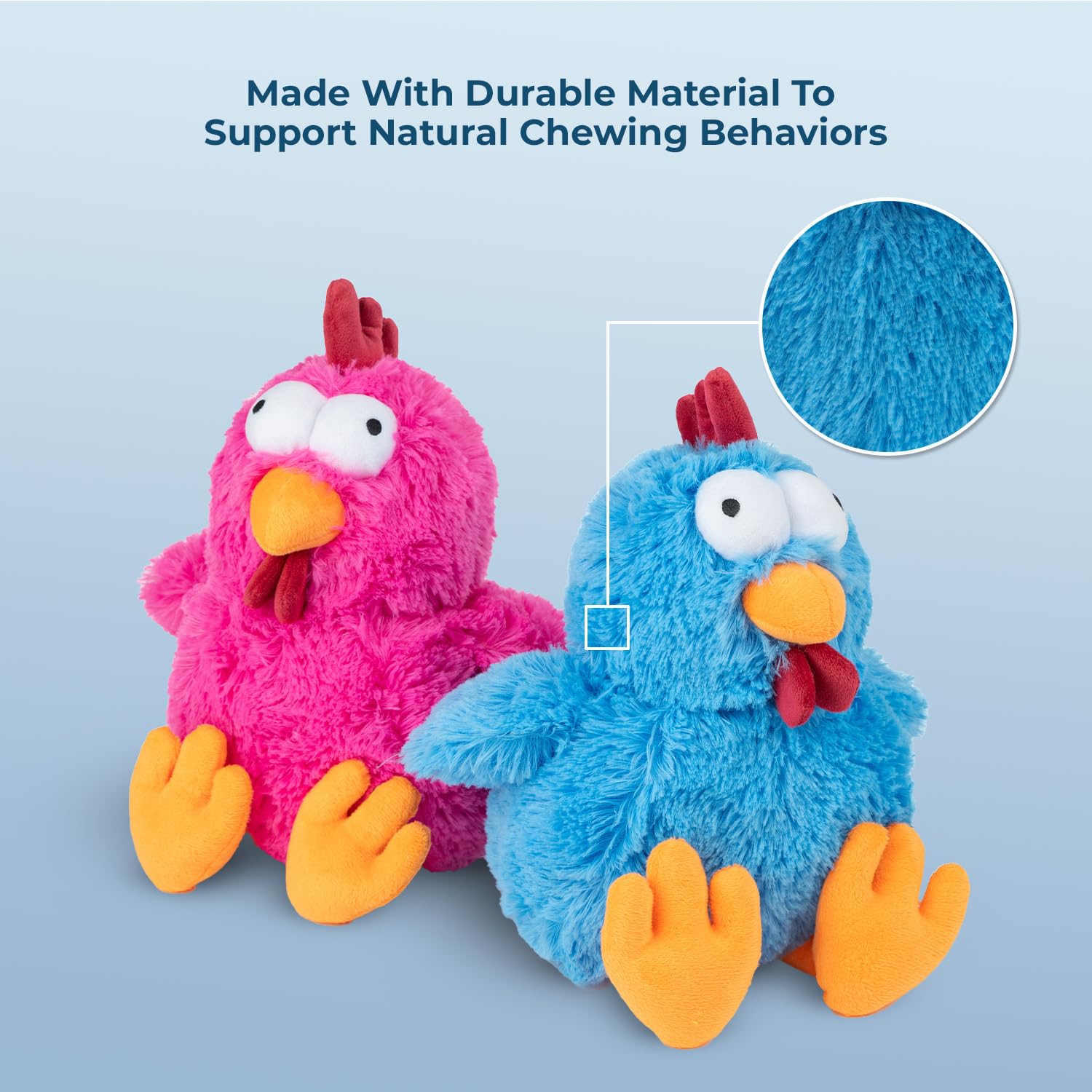 Best Pet Supplies Mrs. Cluck Plush Toy for Small/Medium Dogs - Squeaky, Large, Blue, Model PT602T-BU