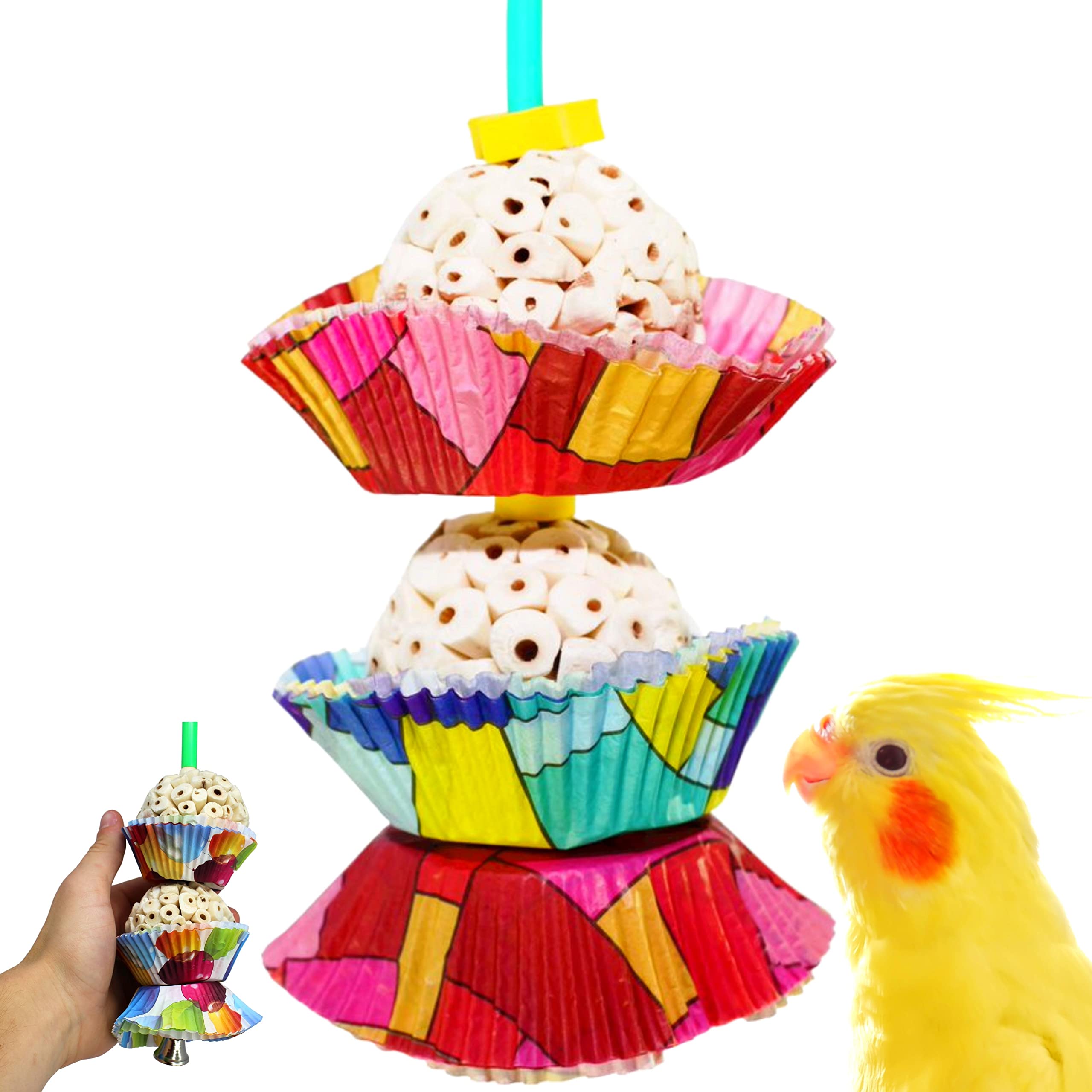 Bonka Bird Toys 1932 Two Cake Bird Toy Foraging Parrot Cage Toys Cages Shred Cockatiel African Grey