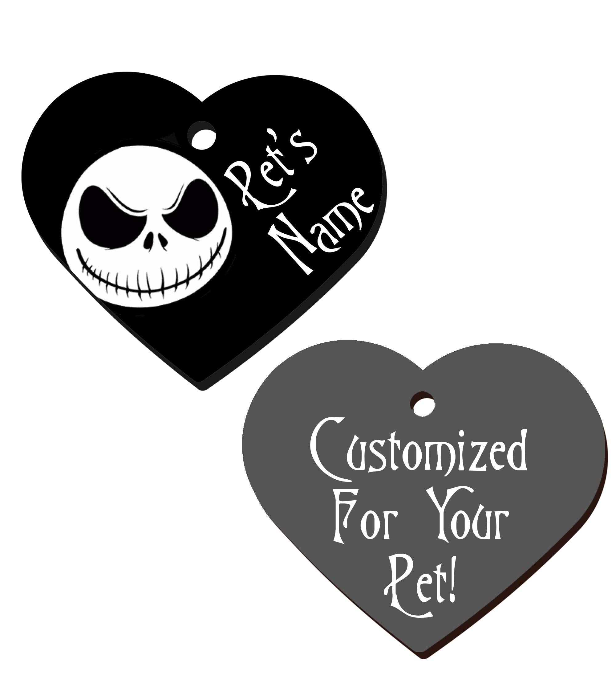 Double Sided Pet Id Tags For Dogs & Cats Personalized For Your Pet (Jack Skellington, Heart Shaped)