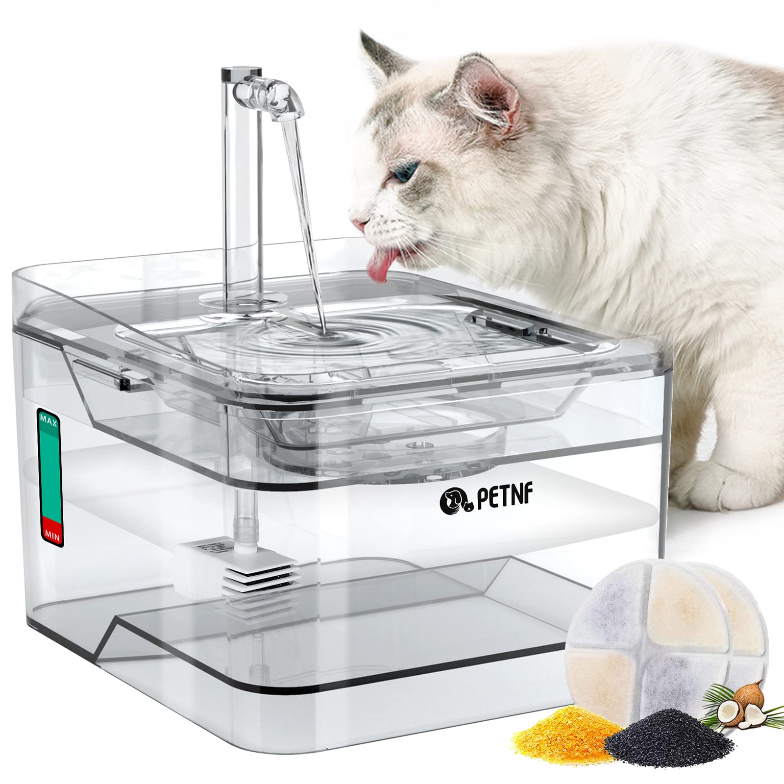 Cat Water Fountain, 101Oz/3L Pet Drinking Fountain For Cats Dogs Inside Ultra Quiet Automatic Water Fountain Dispenser, Smart Pump With Led Light, Cat Fountains With 2 Filters, 3 Water Flow Settings