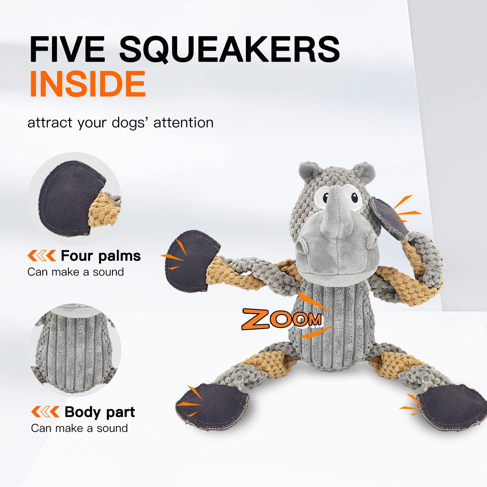 X-XDUN Squeaky Dog Toys for Boredom and Stimulating for Aggressive Chewer Stuffed Interactive Dog Toys for Large Dogs Puppy Toys