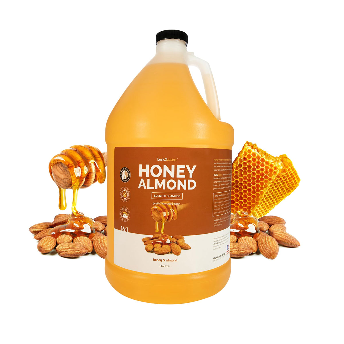 Bark 2 Basics Honey & Almond Dog Shampoo, 1 Gallon | Unique Herbal Blend, Finest Natural Ingredients, Handcrafted, Protects And Repairs The Skin And Coat