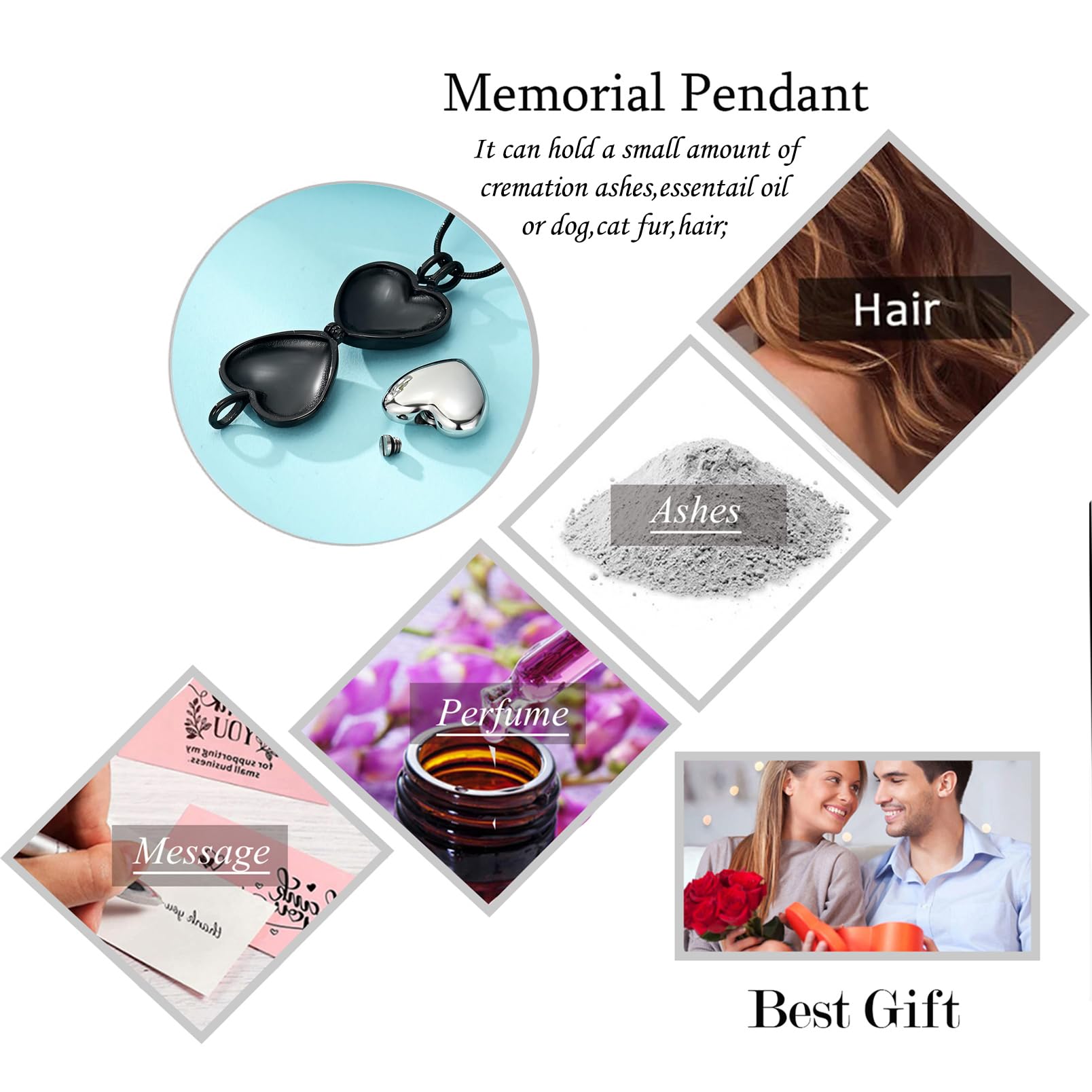 Zeqingjw Paw Print Heart Urn Necklace for Ashes - Memorial Keepsake Jewelry for Dogs and Cats, Wing Heart-Black, Model ZE-1Q8455-1-B