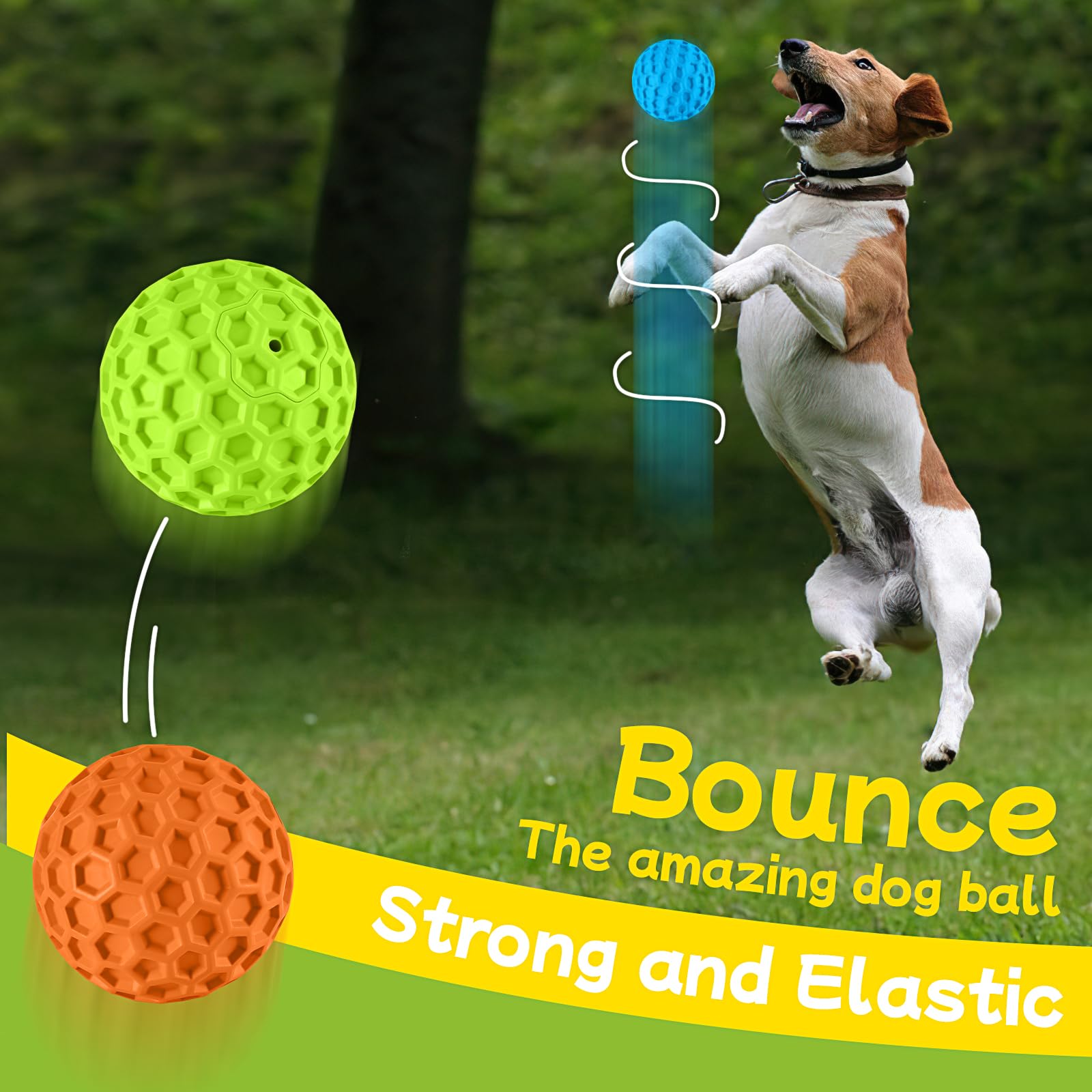 havit Indestructible Squeaky Dog Balls for Aggressive Chewers, Interactive Dog Toys to Keep Them Busy, Rubber Dog Chew Toy for L