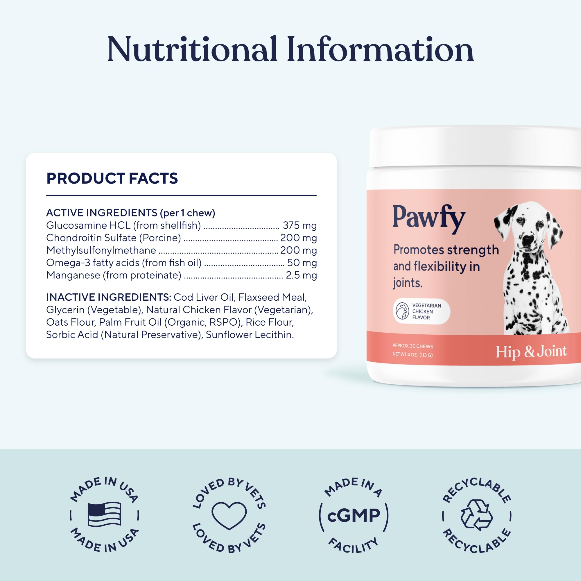 Pawfy Dog Hip & Joint Soft Chews - Total Joint Care with Glucosamine & Chondroitin - 4 Ounce (Pack of 1)