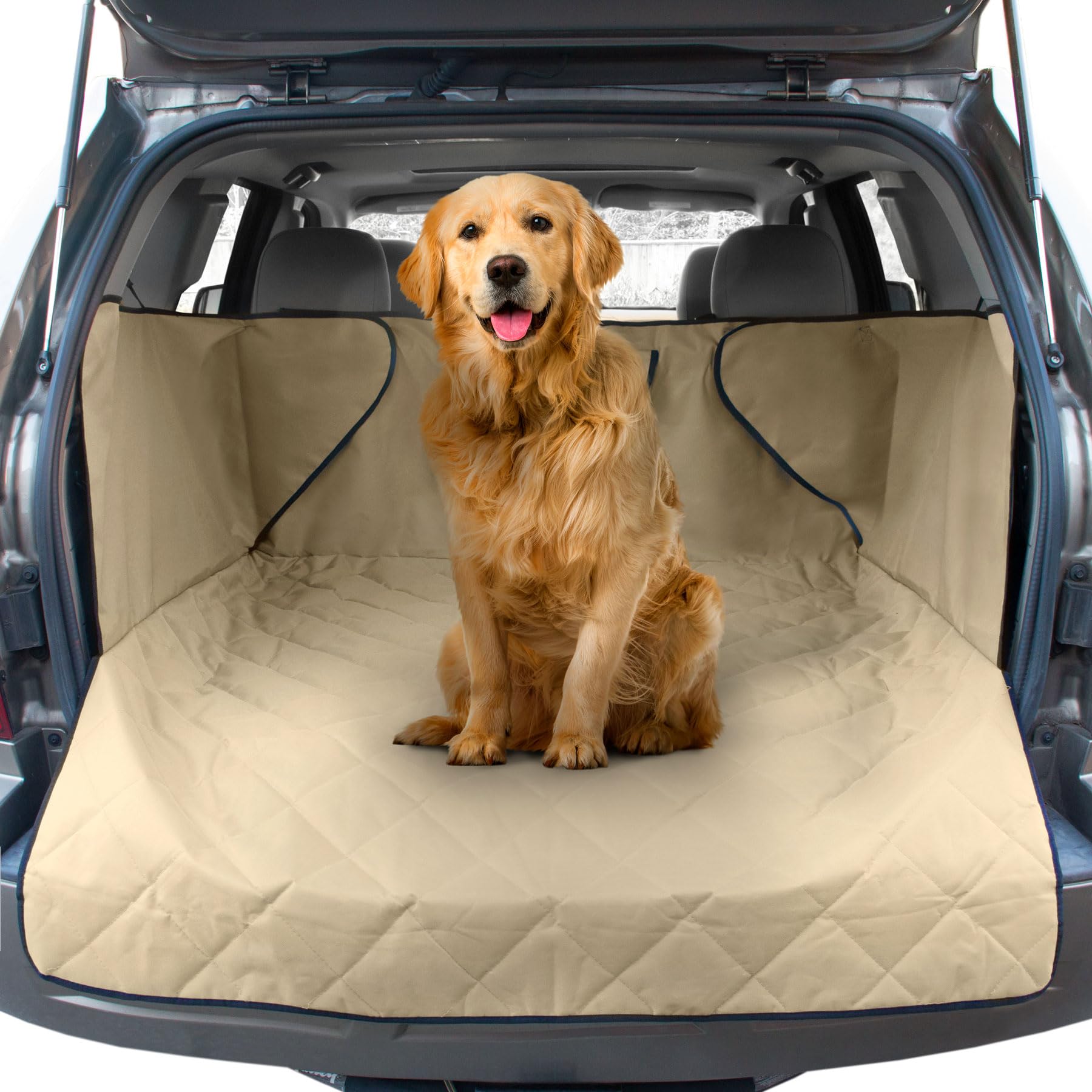 Frontpet Suv Cargo Liner For Dogs - Water-Resistant Pet Trunk Cargo Cover Mat For Suvs And Sedans With Bumper Flap Protector, Trunk Cover, Non-Slip Liner, (46' X 48') Upgraded 2025