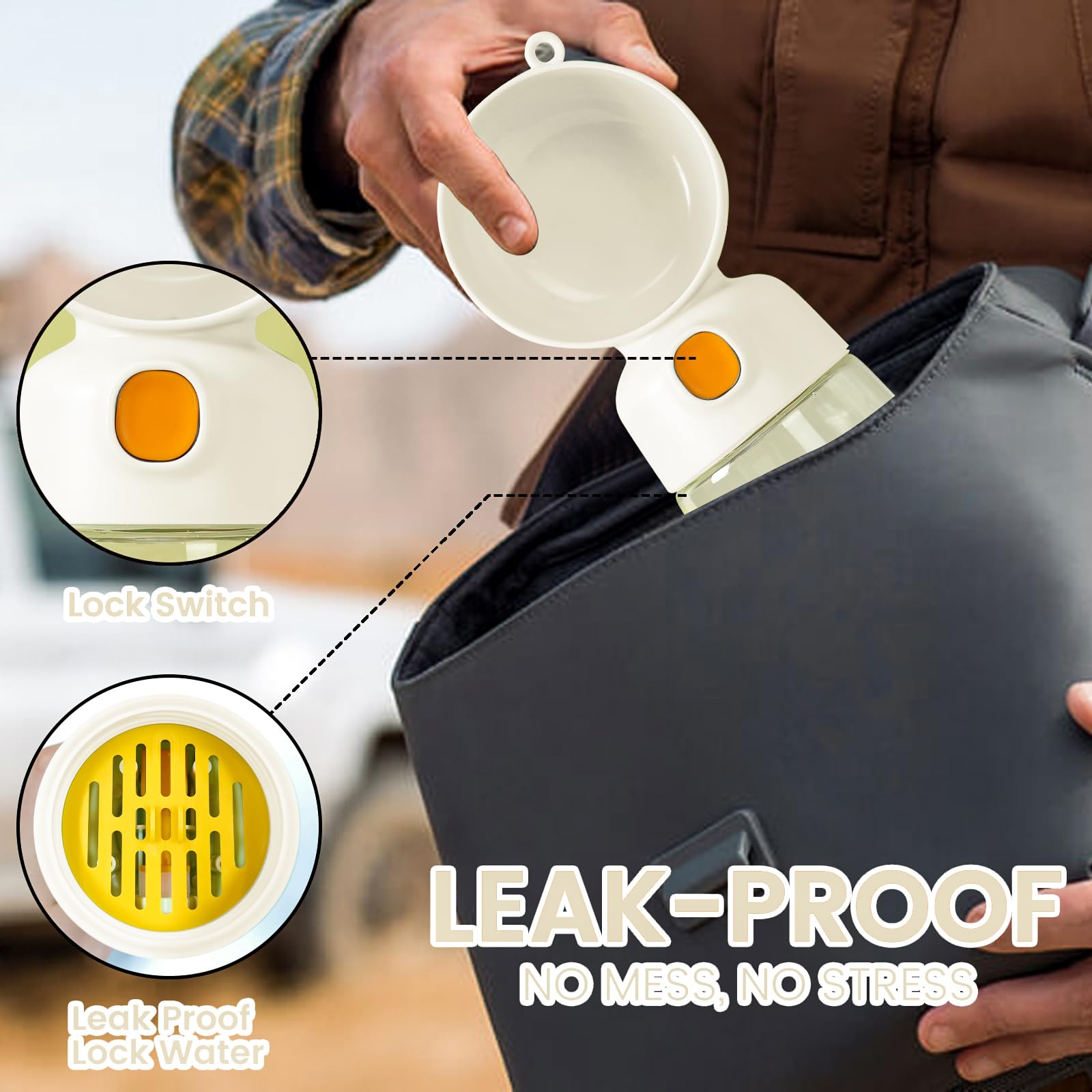 Portable Dog Water Bottle, Large-Capacity Travel Water Dispenser For Cats And Small Dogs - White