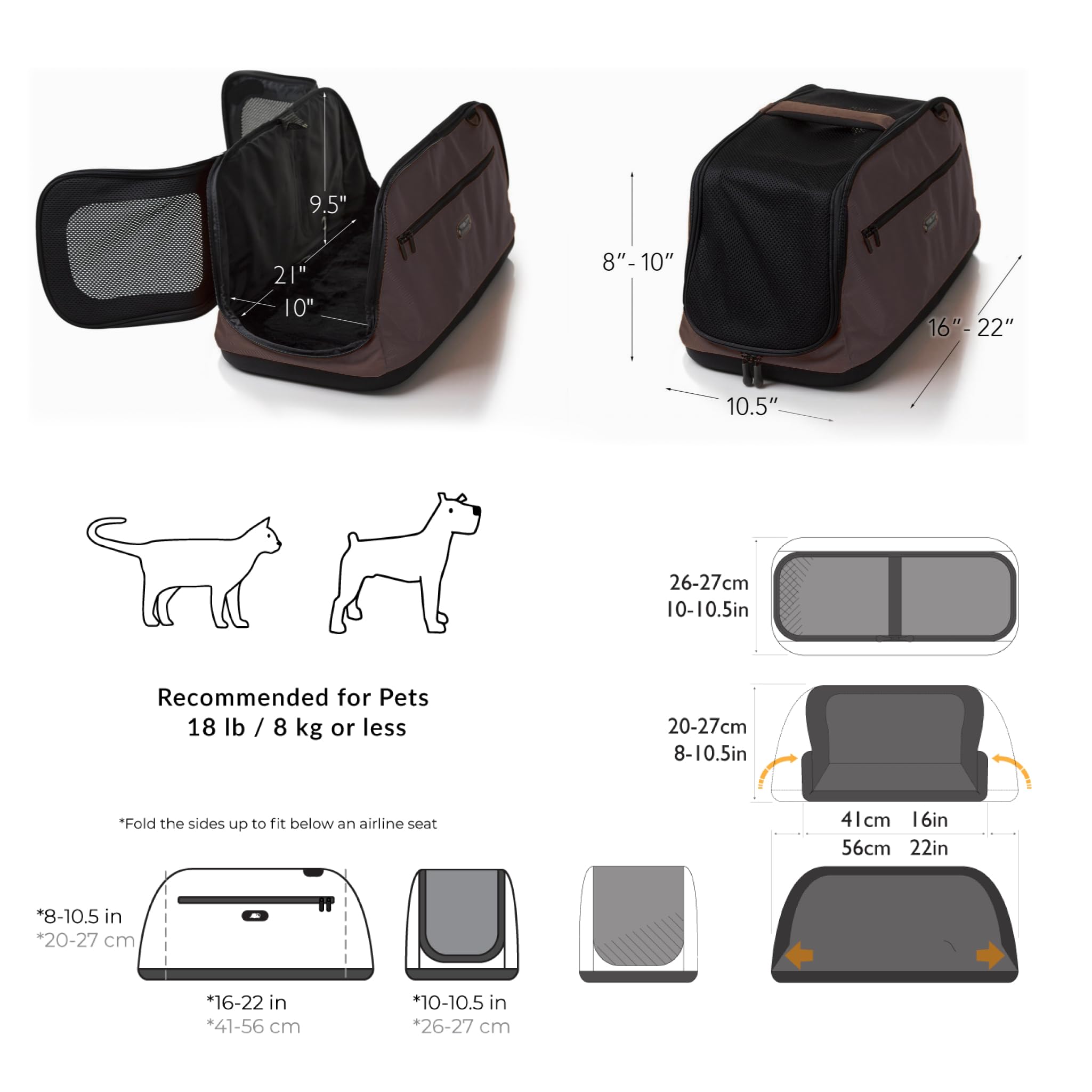 Sleepypod Air - Airline Approved Pet Carrier And Crash-Tested Car Seat For Cats And Dogs Up To 18 Lbs (Dark Chocolate)