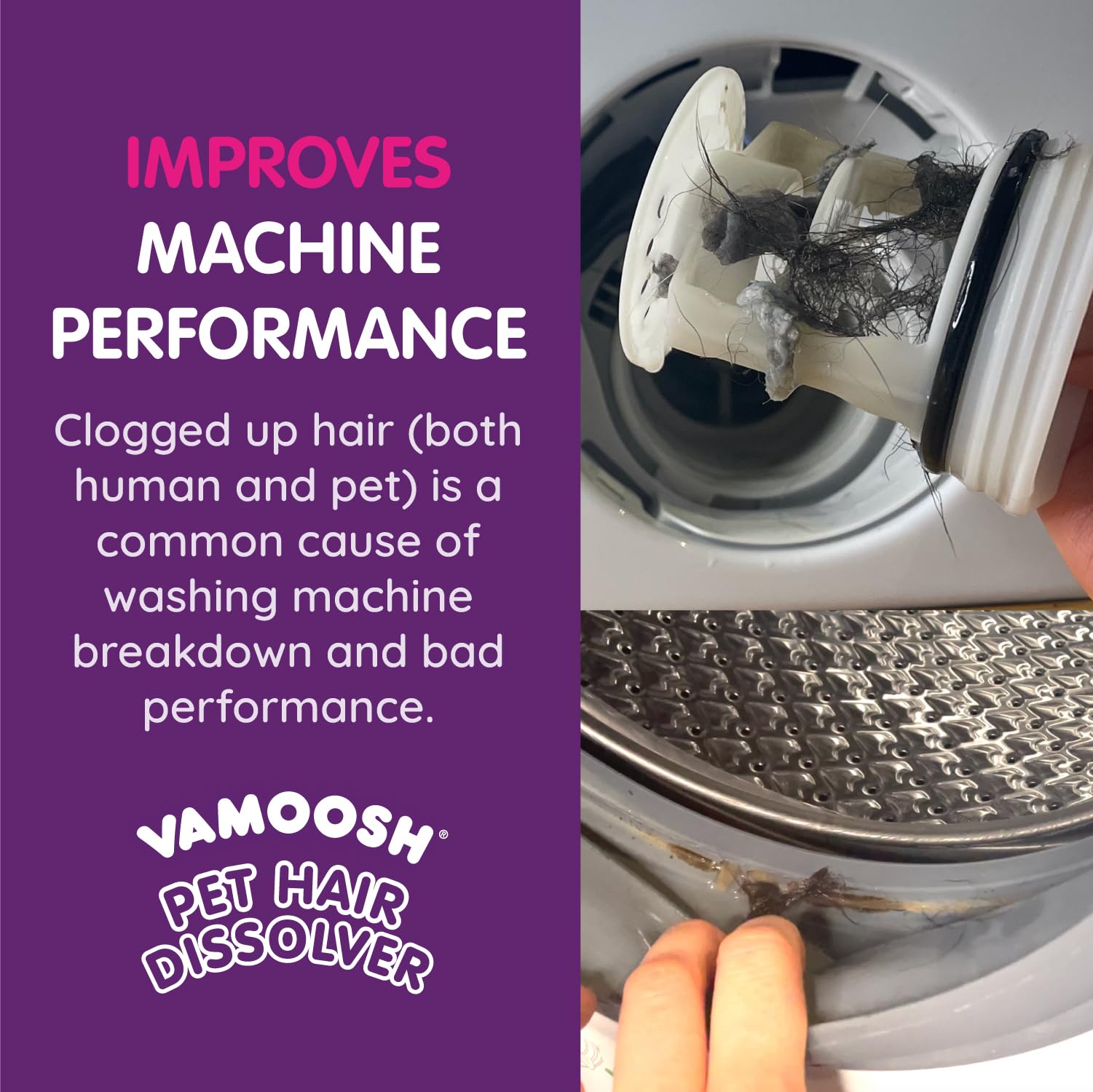Vamoosh Pet Hair Dissolver- Pet Hair Remover For Washing Machines, 6X100G (2 Boxes), Removes Odor Dissolves Dog, Cat, Animal Fur, Cleans Pet Bedding In Washing Machine, Easy To Use, Up To 6 Washes