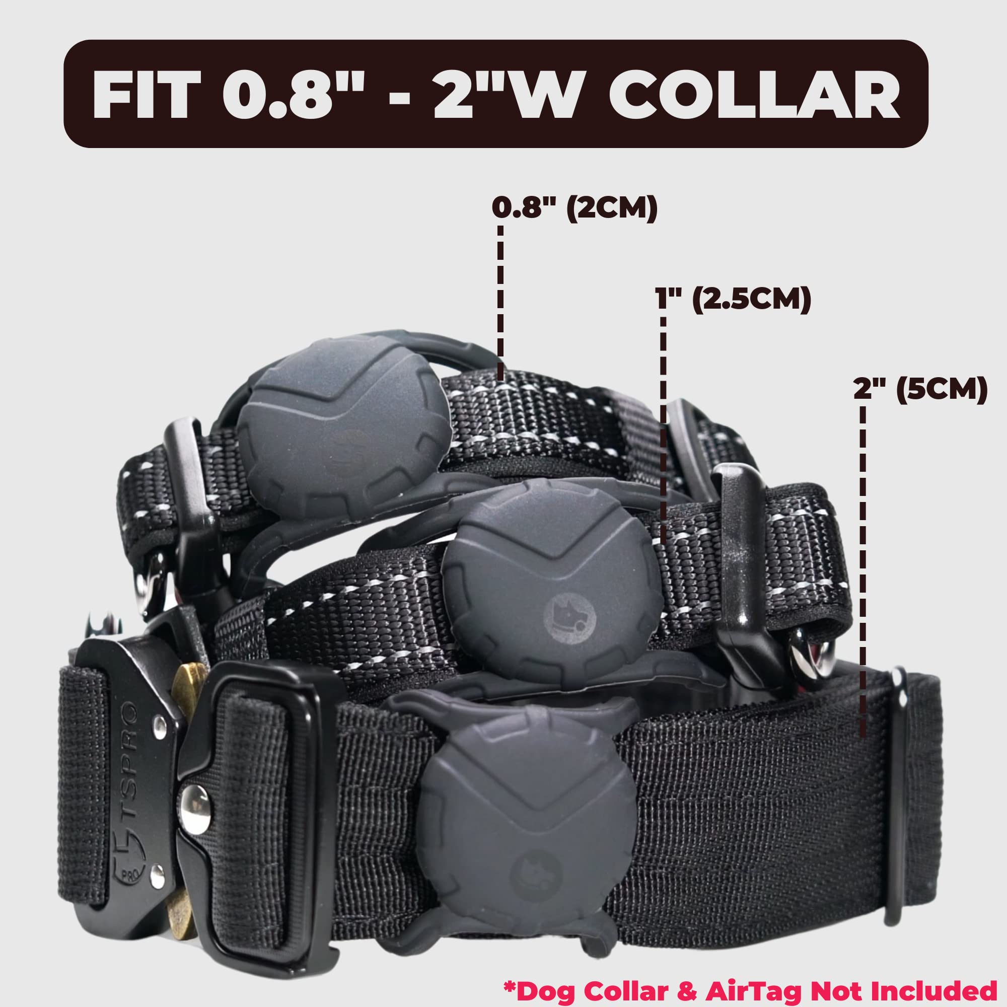 Ultra Thick Dog Collar Holder for | Military-Grade Air Tag Case Fits Collar from 0.8 to 2 | Apple Air Tag Holders for Large Dogs