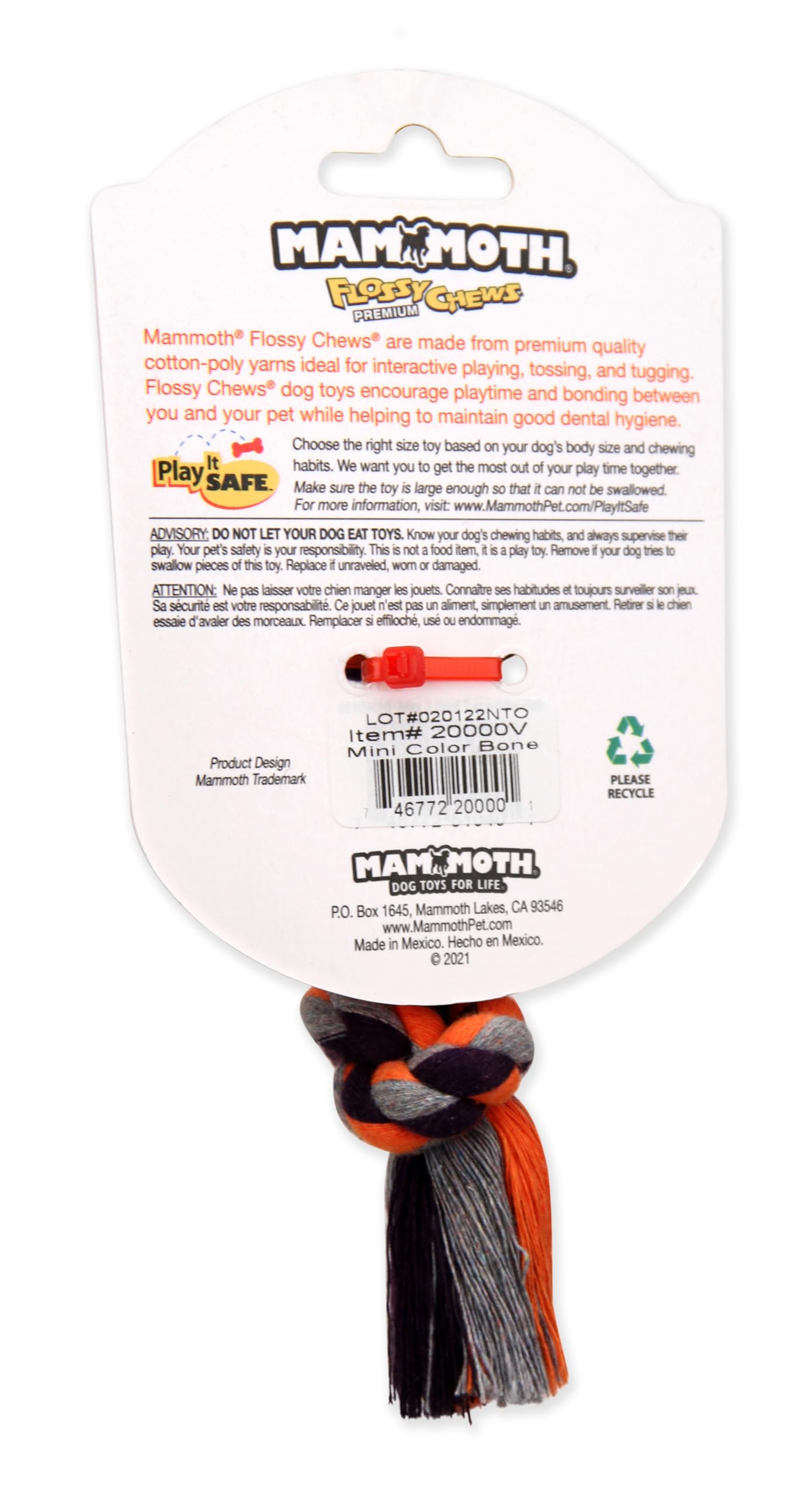 Mammoth Pet Products Flossy Chews Cottonblend Color Rope E, Mini, 6-Inch, Multicolored (20000V)