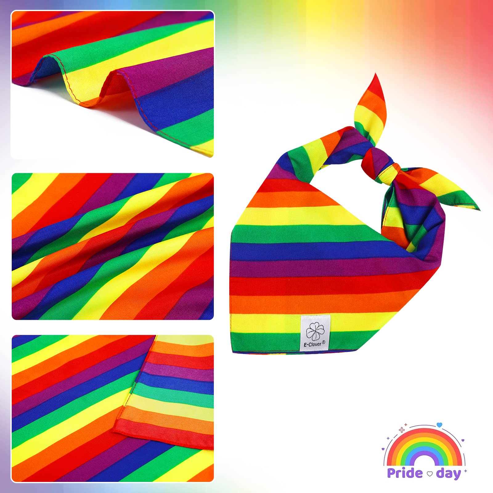 E-Clover Pride Dog Bandanas & Matching Scrunchie Set Rainbow Dog Bandana Scarf With Hair Tie For Medium Large Dogs Pet Owner Mom