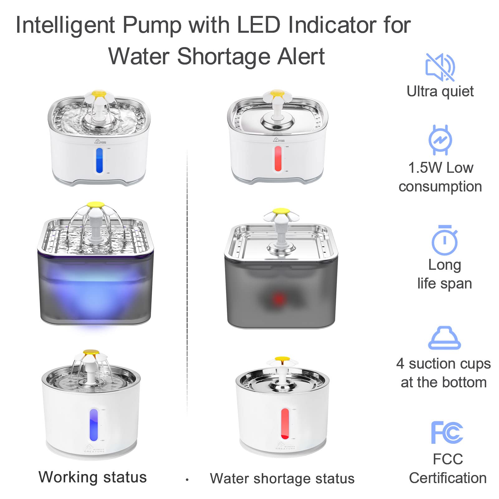Cat Fountain Pump Replacement, Upgraded Smart Cat Water Fountain Pump For Round And Cubic Cat Fountain, Intelligent Pet Fountain Pump (The Adapter Is Not Included)