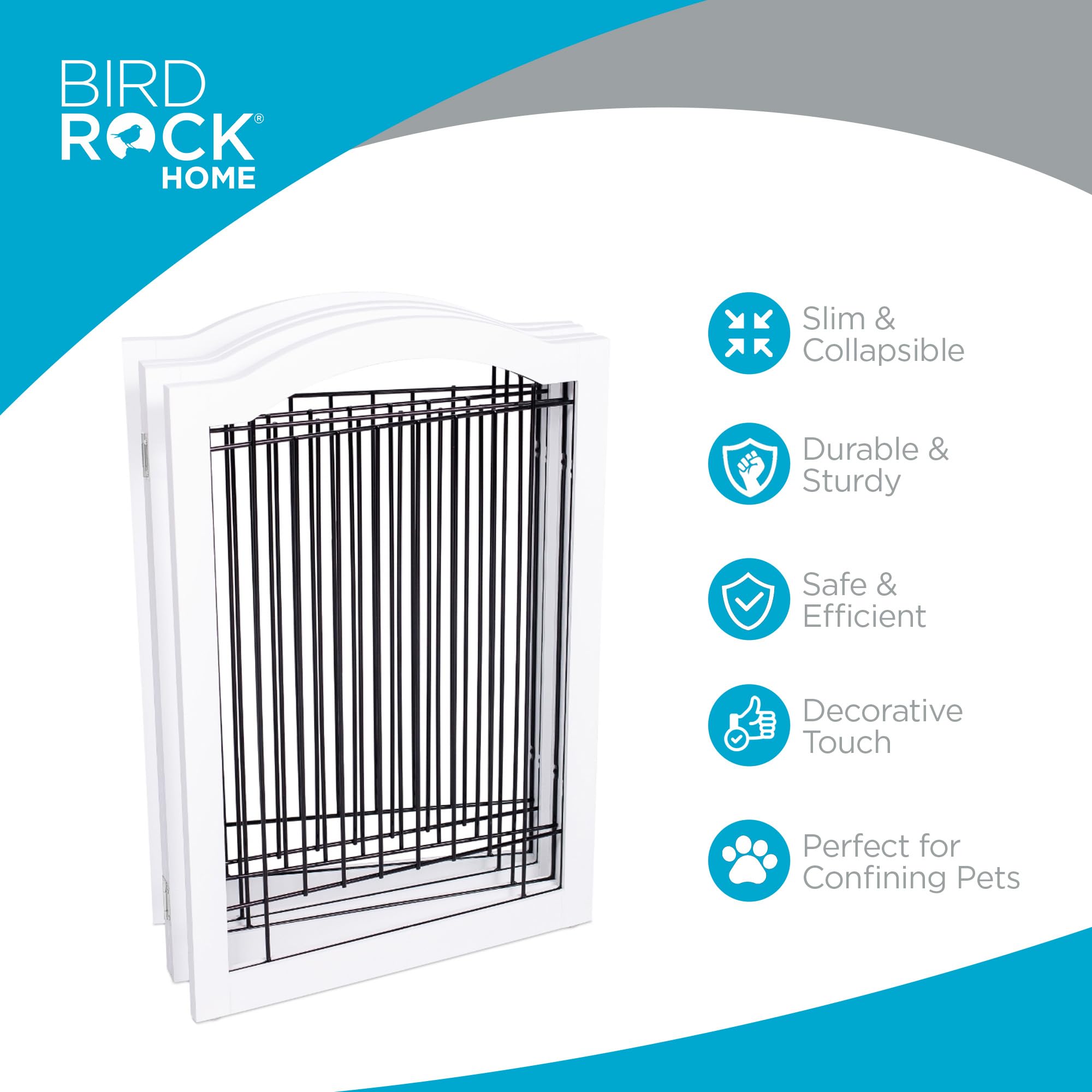 Internets Best Arched Top Wire Dog Gate for The Home, Doorway, Stairs  3 Panel  30in H x 60in W  Medium, Large Dogs, Puppies, C