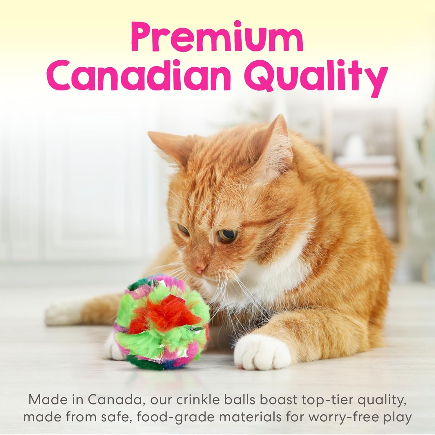 Cat Crinkle Ball Large 3.5 Inch (1-Pack) - Crinkle Cat Toys for Indoor Cats - Jumbo Crinkly Cat Toys for Keeping Fit and Active