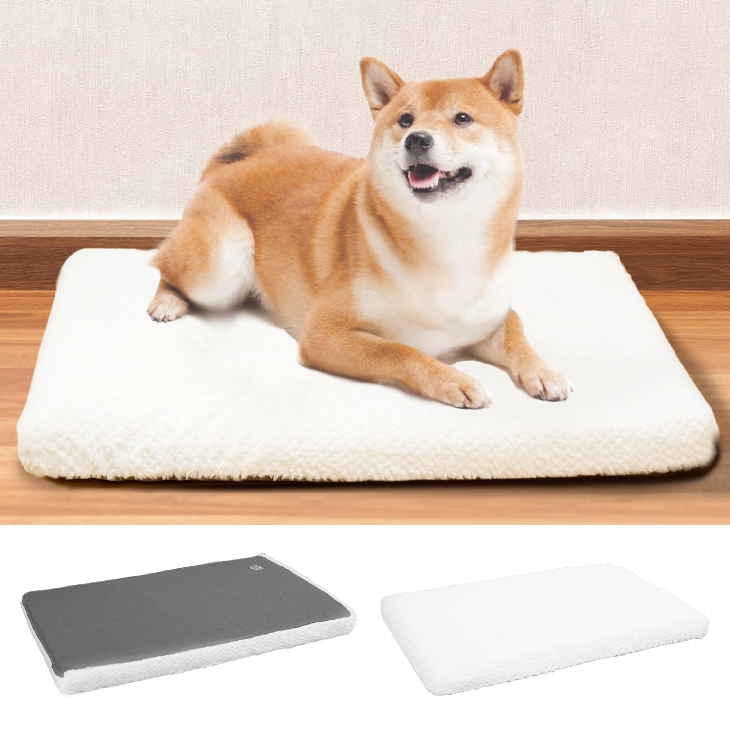 Empsign Dog Bed Crate Pad For Medium Dogs, Deluxe Fluffy Plush Machine Washable Dog Mat, Crate Pet Beds With Removable Waterproo
