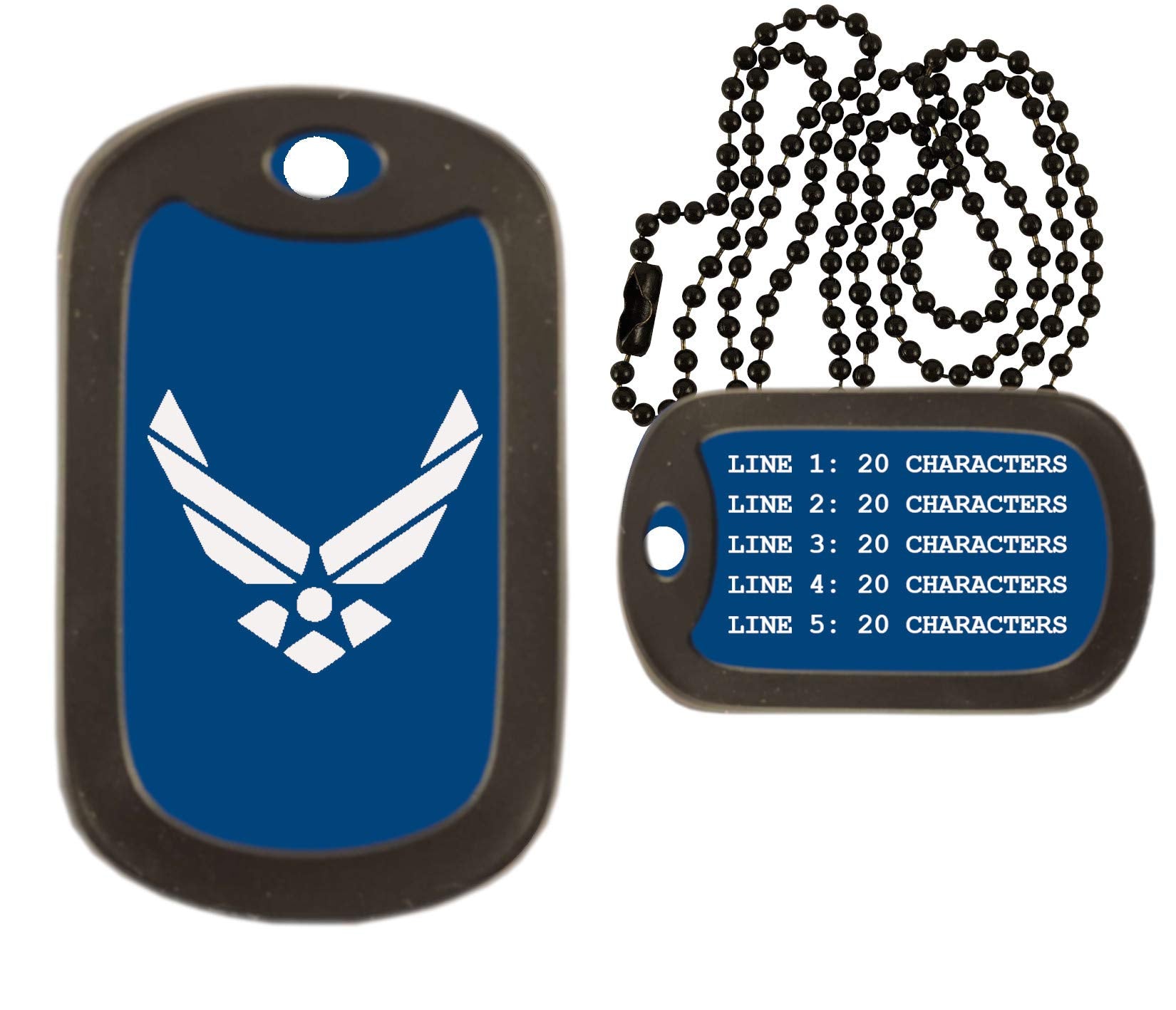 Gutentagit Air Force Custom Military Dog Tag Necklace - Engraved, Personalized, Black, 2'' X 1.5''
