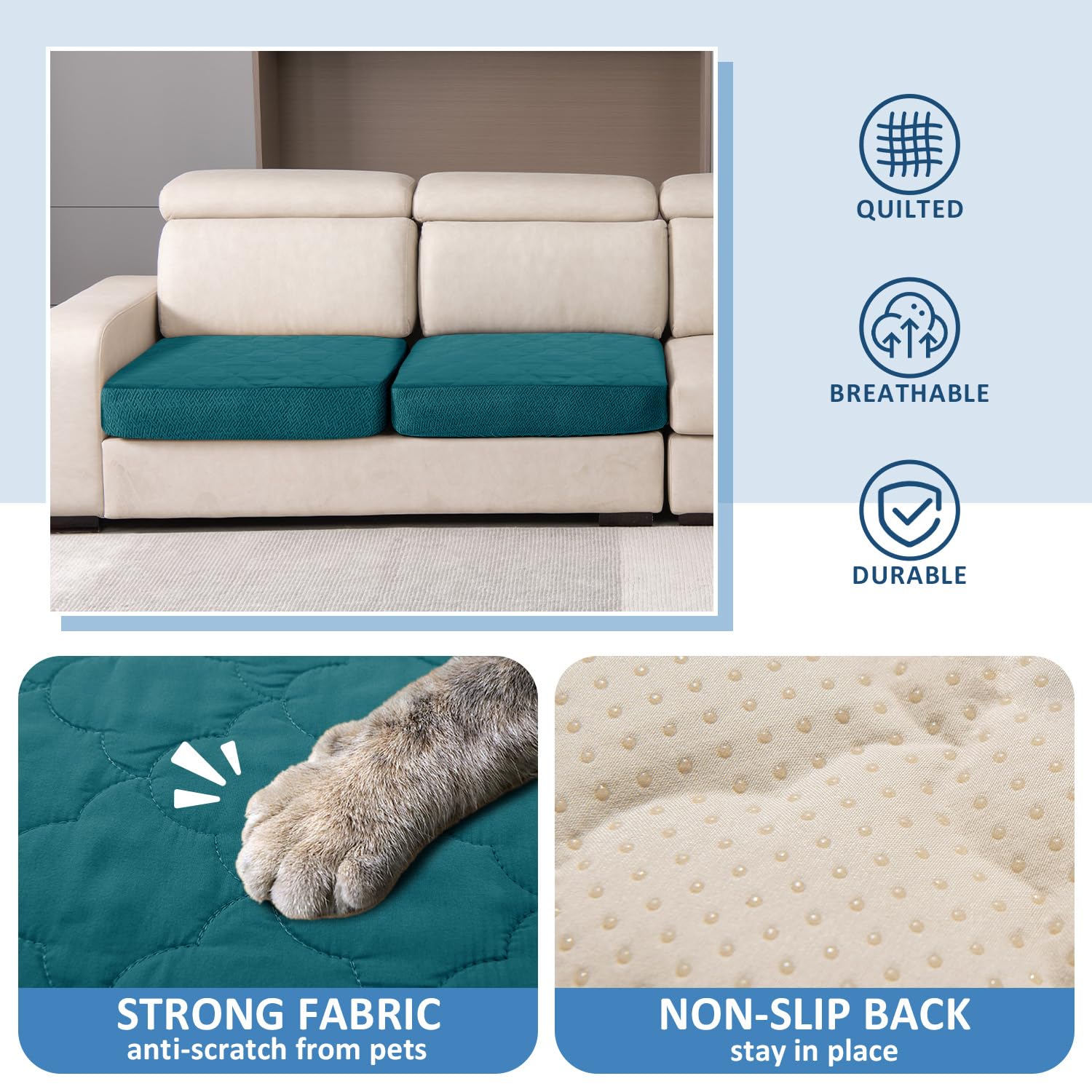 Chhkon Dog Bed Covers Replacement Washable Waterproof Pet Puppy Bed Cover For Dog(Peacock Blue,48X30X6 Inch)