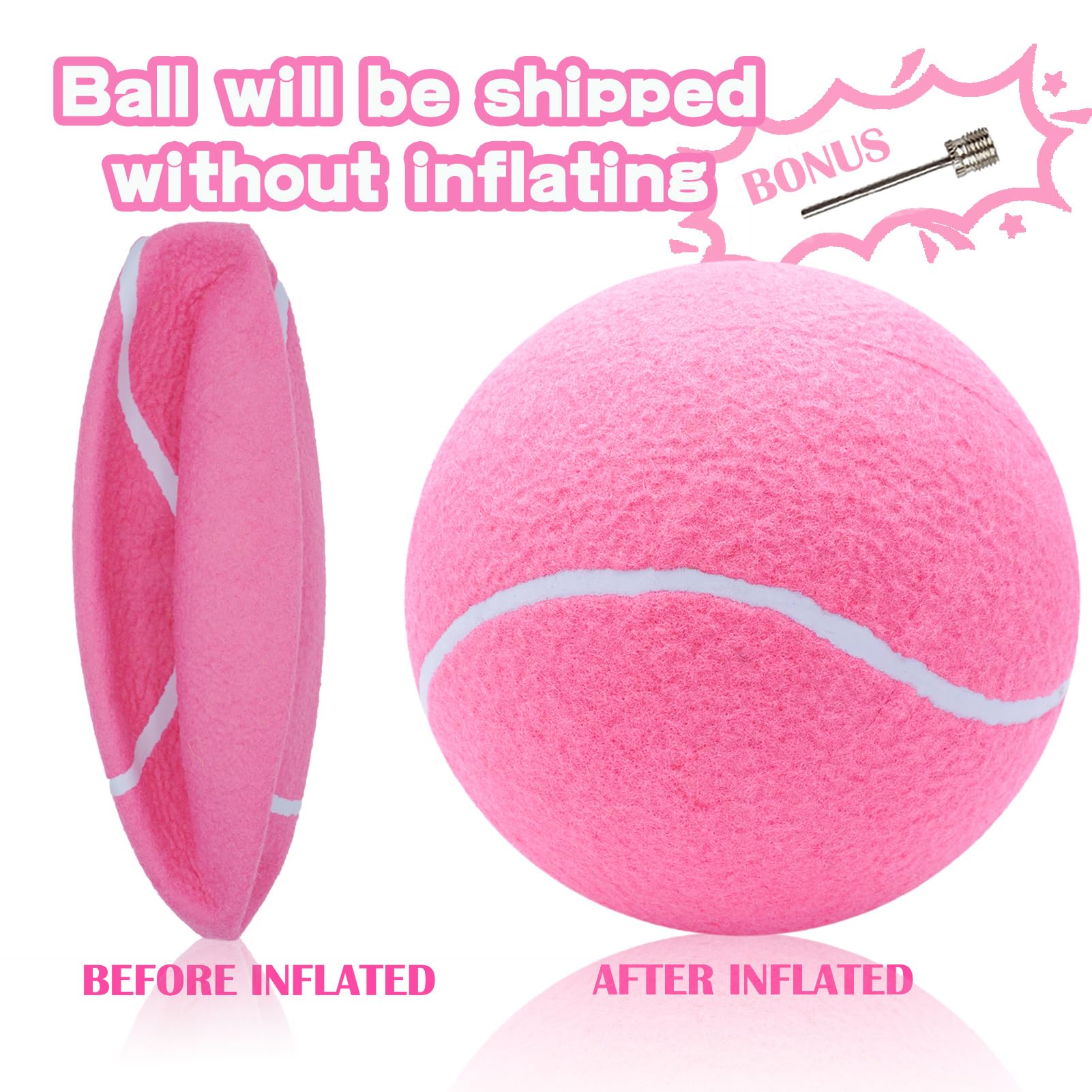 Large Dog Tennis Ball,9.5'' Giant Doy Sport Ball Toy,Pet Birthday Present Interactive Dog Toys for Small Medium Large Dog (Pink)