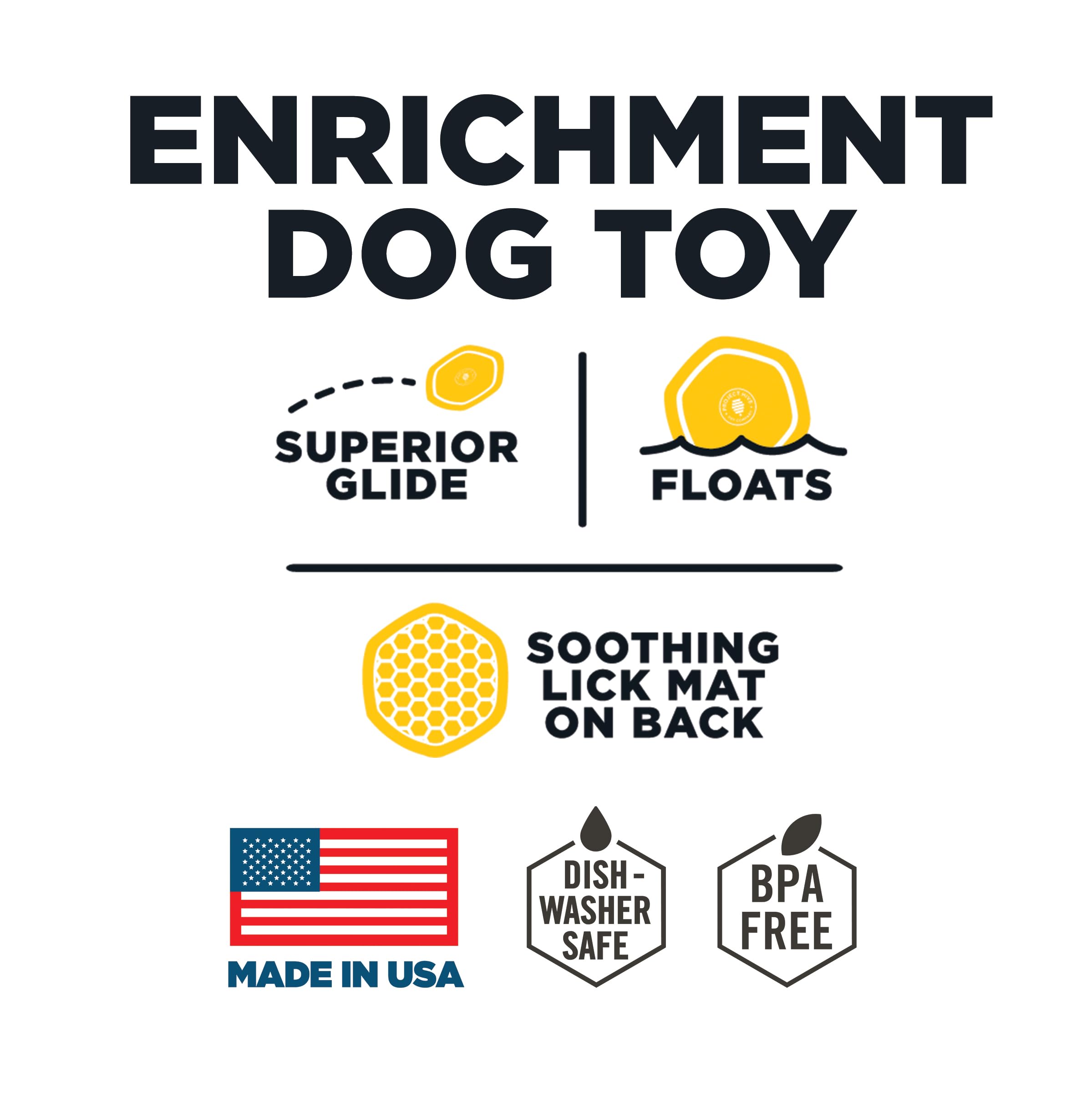 Project Hive Pet Company - Hive Frisbee For Dogs - Dog Disc - Great For Fetch - Includes A Lick Mat On Back - Floats In Water, S