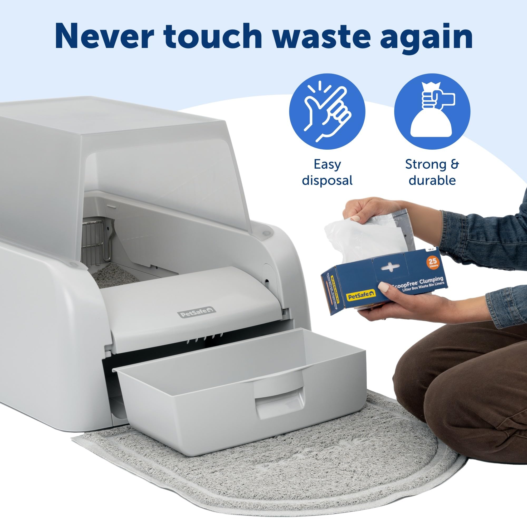 Petsafe Scoopfree Automatic Cat Litter Box Waste Bin Liners - Drawstring Litter Box Liner For Scoopfree Self Cleaning Clumping L