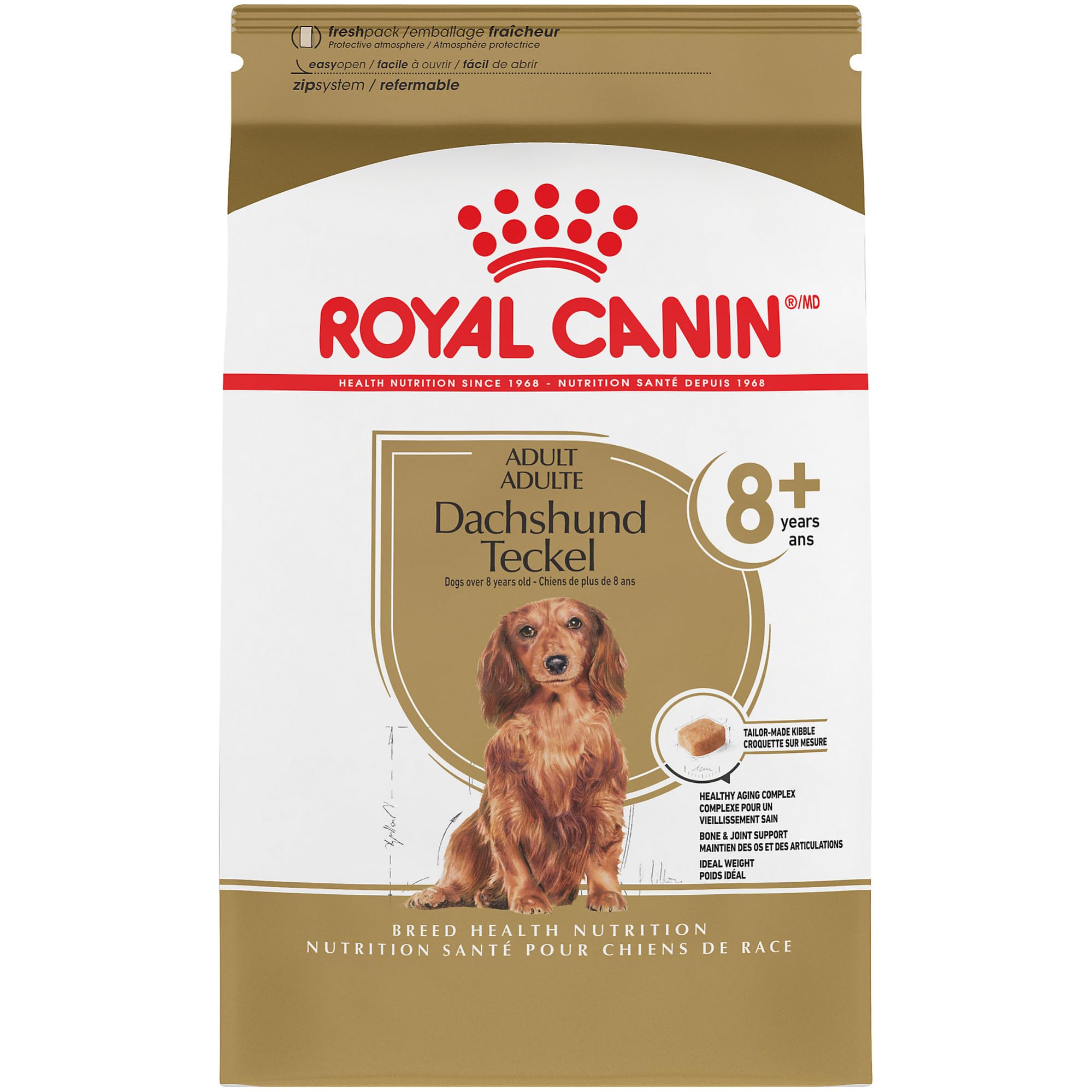 Royal Canin Breed Health Nutrition Dachshund Teckel 8+ Adult Dry Dog Food, 3 lb bag