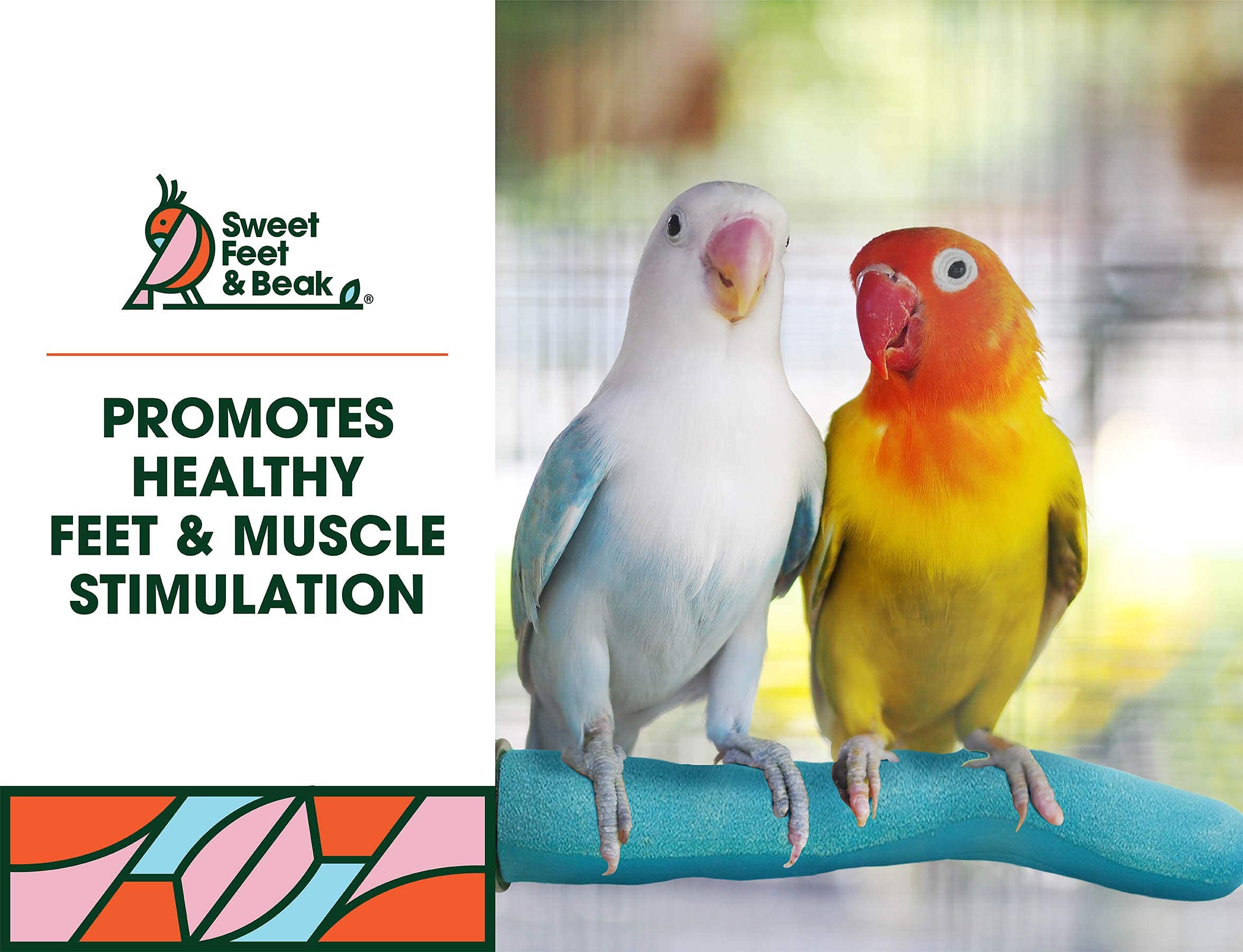 Sweet Feet And Beak Safety Pumice Perch Bird Toy - Trims Nails And Beak - Promotes Healthy Nails And Beaks - Safe Non-Toxic Bird Supplies For Bird Cages - X-Small 6'