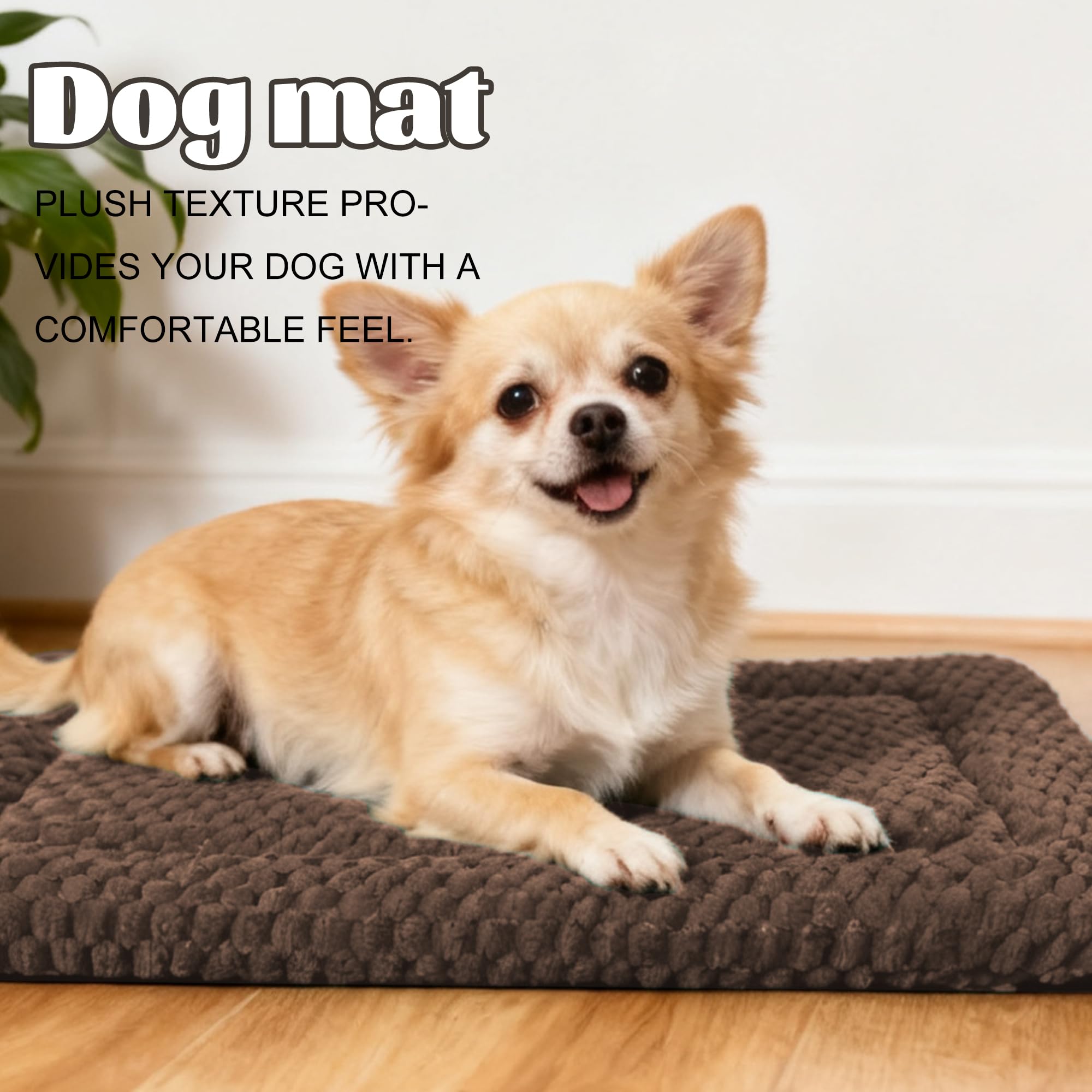 Dog Bed Crate Mat, Soft Durable Washable Anti-Slip Kennel Pad for Dogs & Cats, Reversible (Dark Brown, S(24*18*1.5))