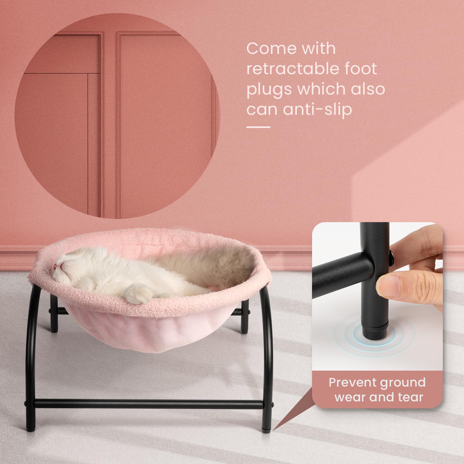 Junspow Cat Hammock Bed - Detachable, Breathable, Easy Assembly Indoors Outdoors, 16.9 In X 16.9 In X 9.5 In