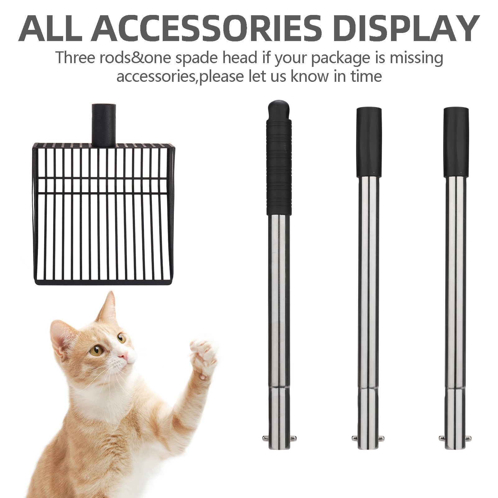 Pupteck Fast Sifting Cat Litter Scoop - Long Handle Metal Scooper With Deep Shovel, Heavy Duty & Non-Stick Cat Litter Sifter