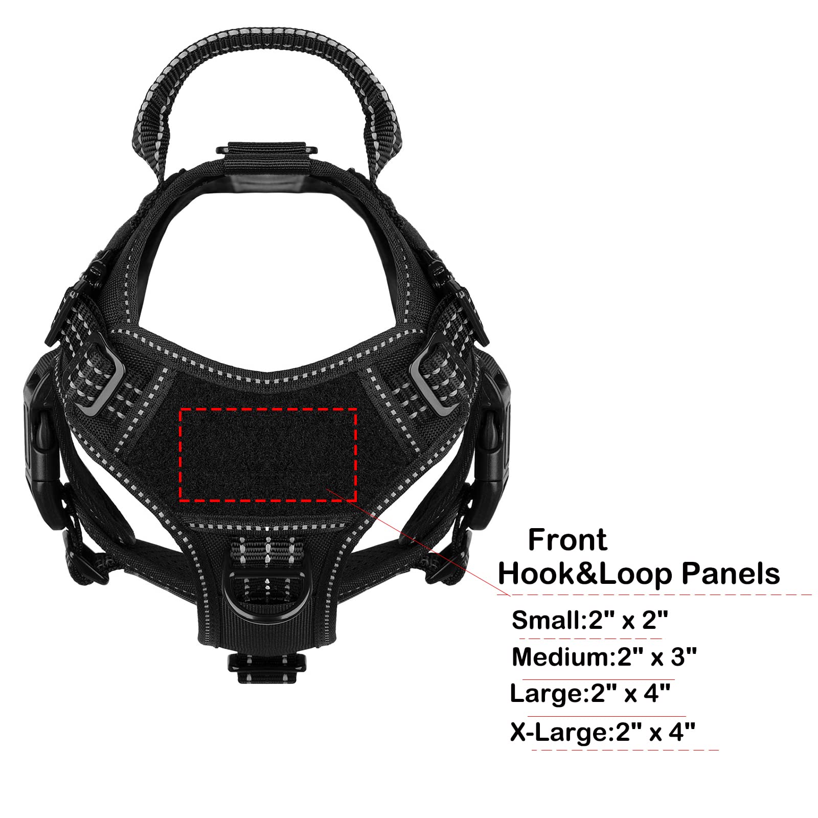 Icefang Tactical Dog Harness, Small Size,2X Metal Buckle,Working Dog Molle Vest With Handle,No Pulling Front Leash Clip,Hook And