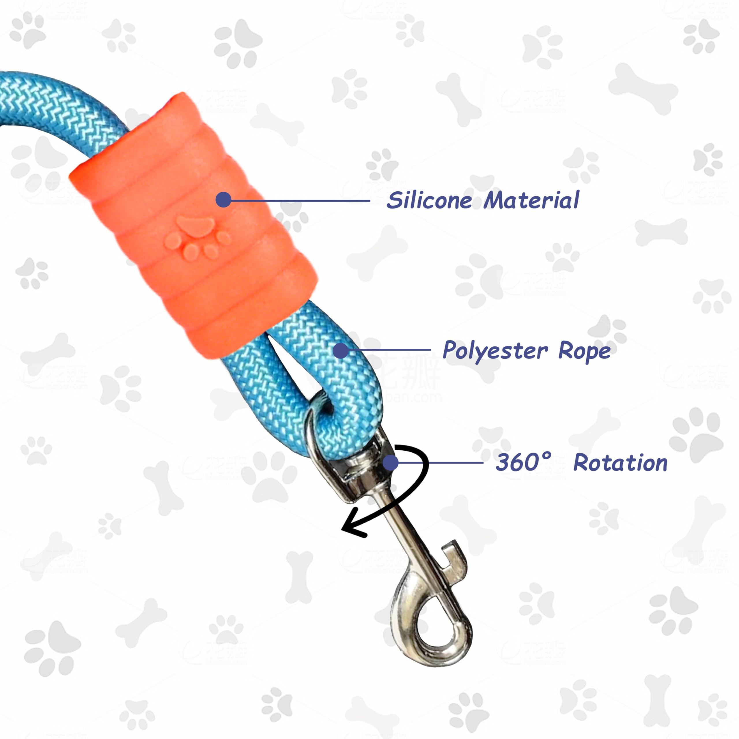 Teumessian 5/7/10 Ft Dog Leash With Padded Handle For Small Medium And Large Dogs, Bl, 7Ft
