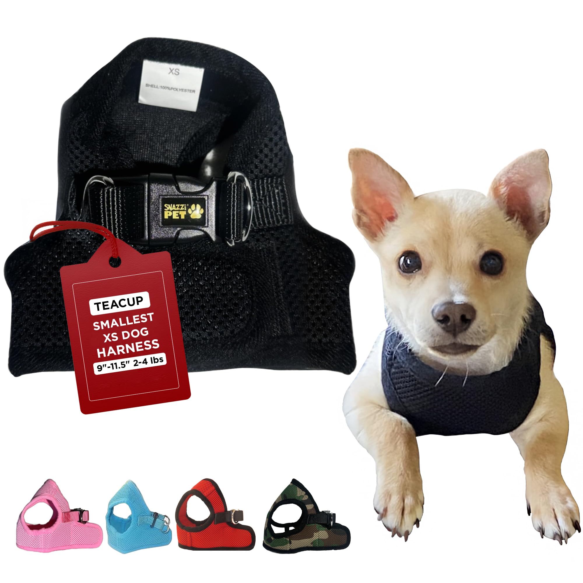 Snazzi Pet Soft No Pull Step-in Dog Harness Small Dog XXS XS Vest for Teacup, Chihuahua, Yorkie, Pomeranian Dog Vest Harness for