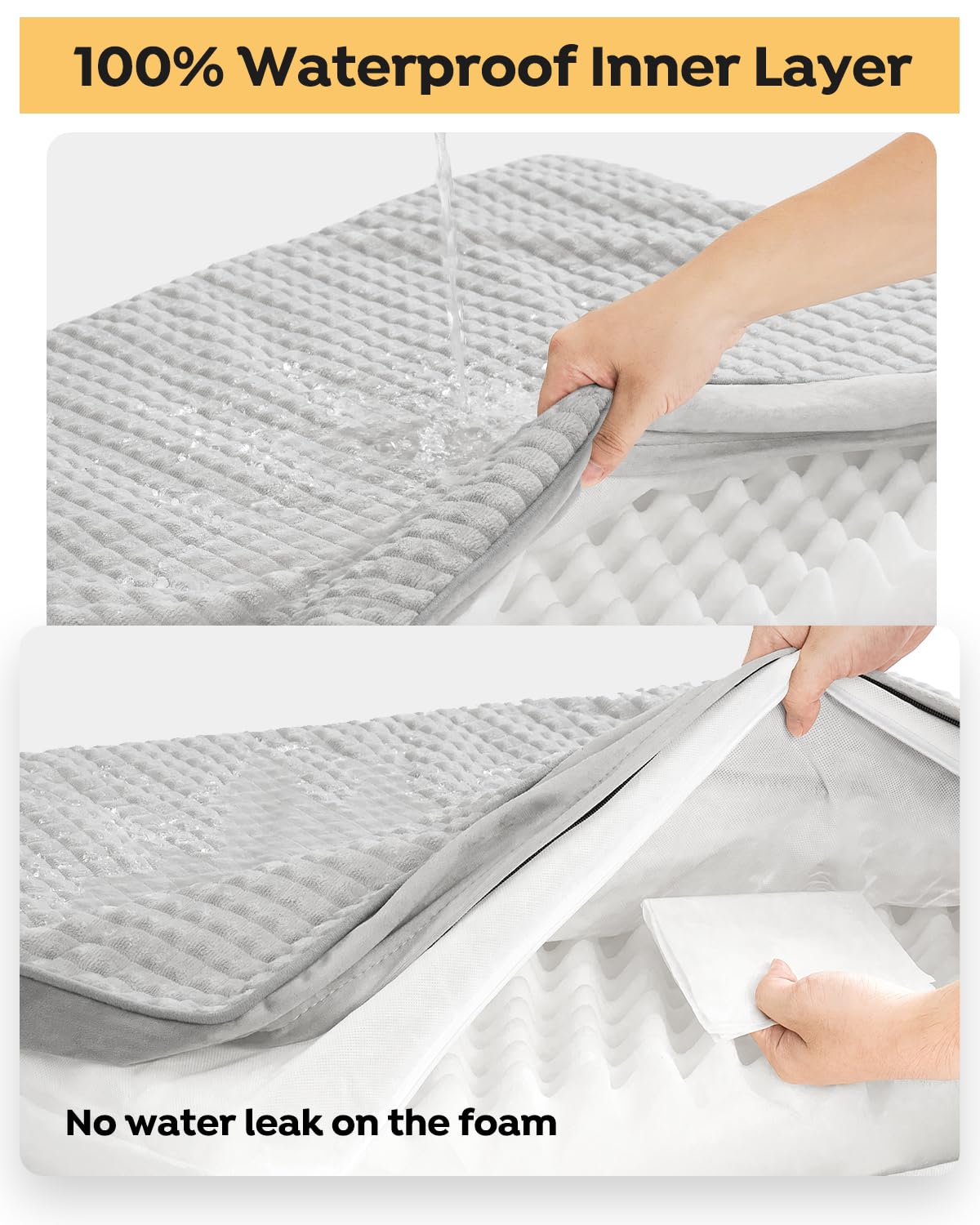 Veehoo Dog Beds Large Sized Dog-4'' Plush Flannel Large Dog Bed With Removable Washable Cover & Waterproof Inner Liner, Xl Ortho